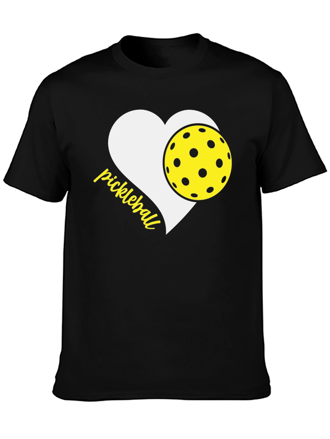 Black Pickleball Heart T-Shirt - Love the Game! view 3