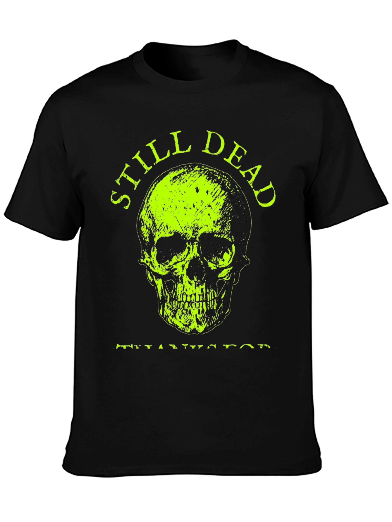 Black Still Dead Skull Graphic T-Shirt - Black view 3