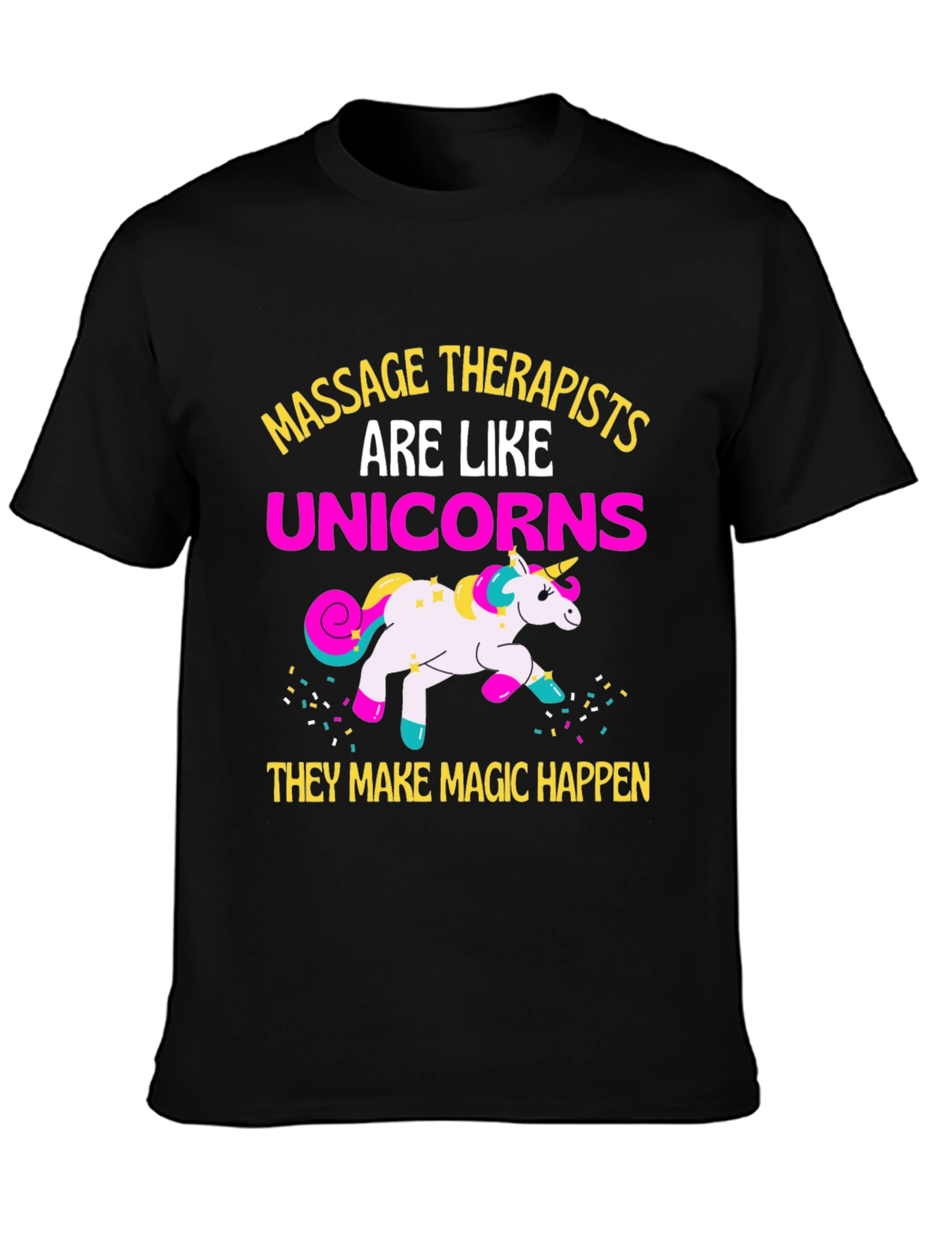 Black Massage Therapists Unicorns Funny Graphic T-Shirt view 3