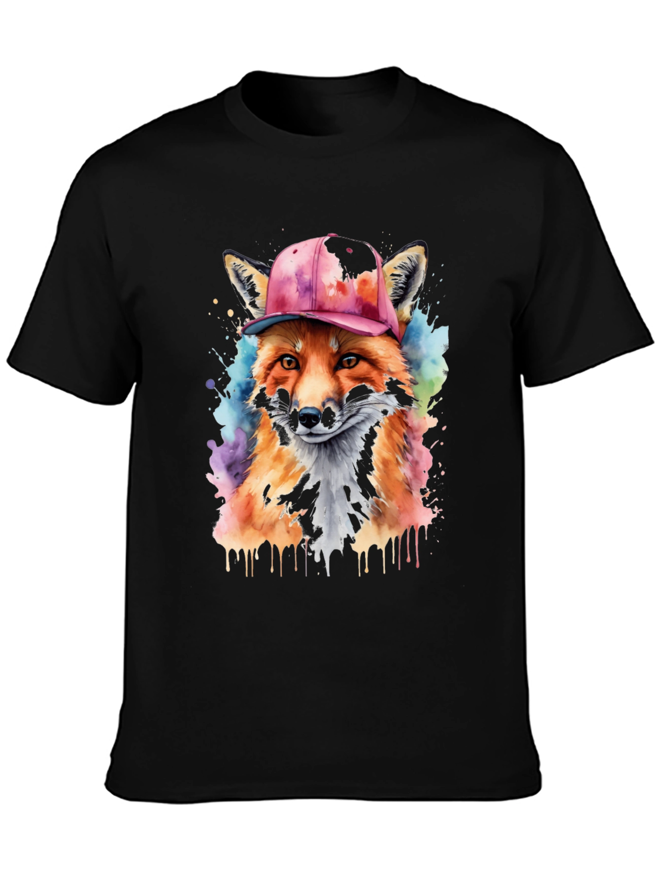 Black Cool Fox Graphic Tee - Men's Black T-Shirt view 3