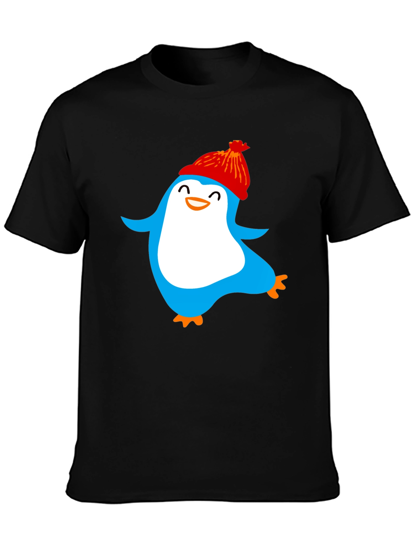 Black Fun Penguin Graphic Tee - Cozy Winter Style view 3