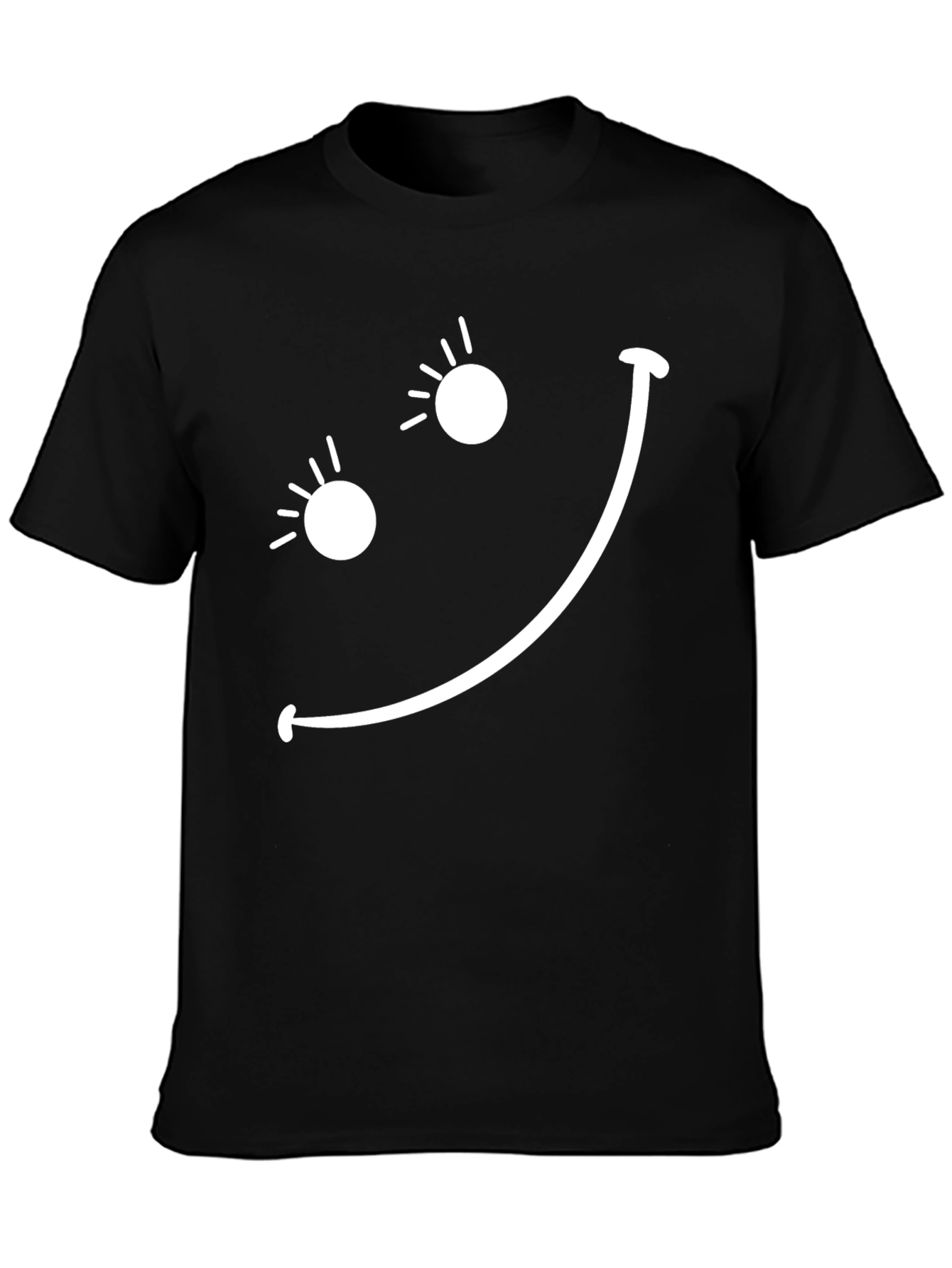 Black Smiling Face Graphic Tee - Black Cotton Blend view 3