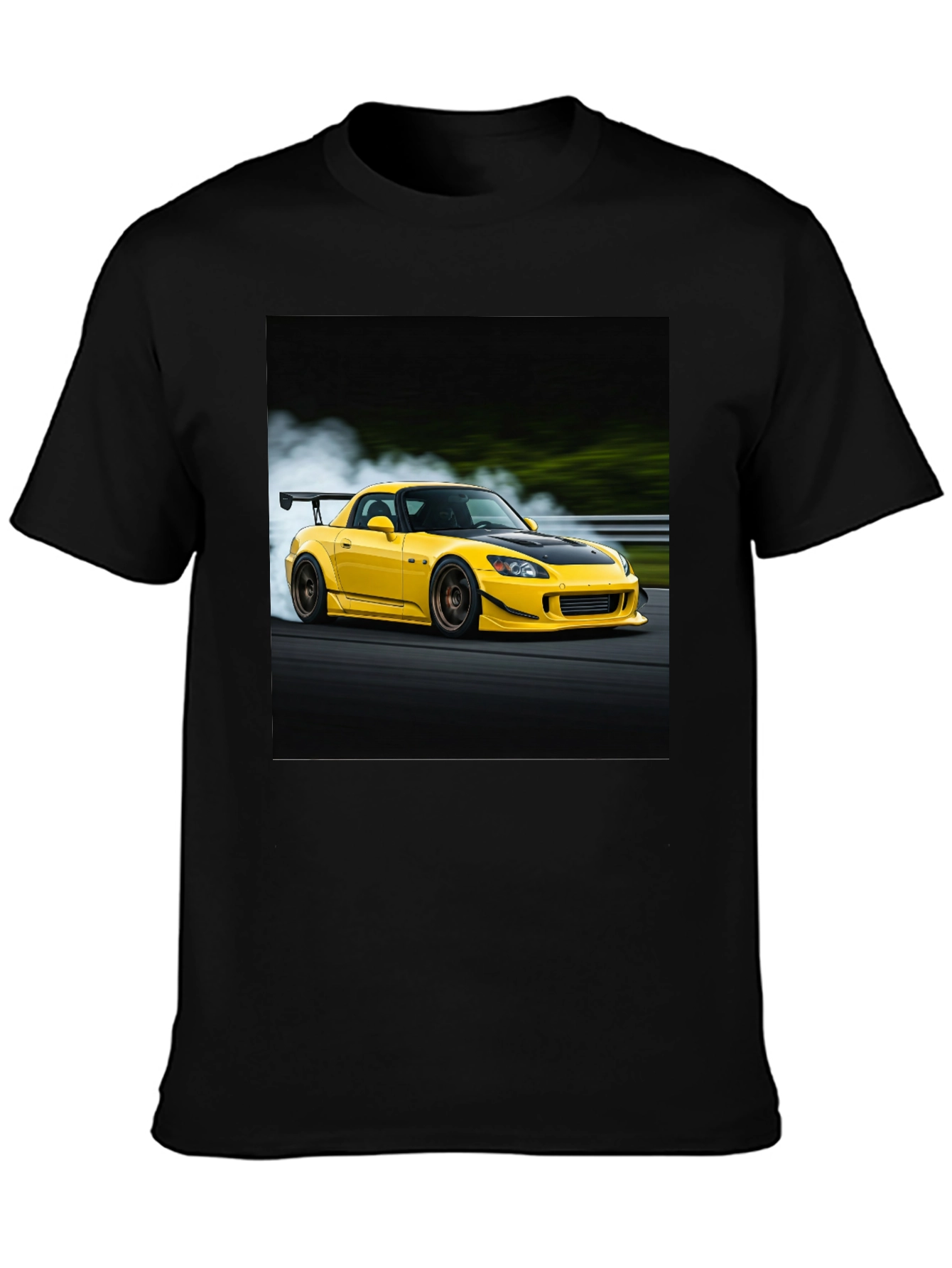 Black Yellow Car Graphic Tee - Black Cotton Blend view 3
