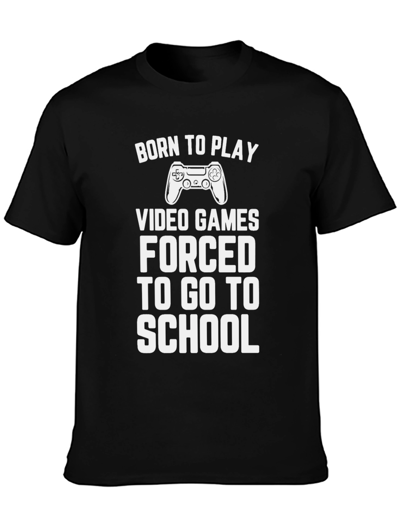 Black Born to Play Video Games Funny Black Graphic Tee view 3