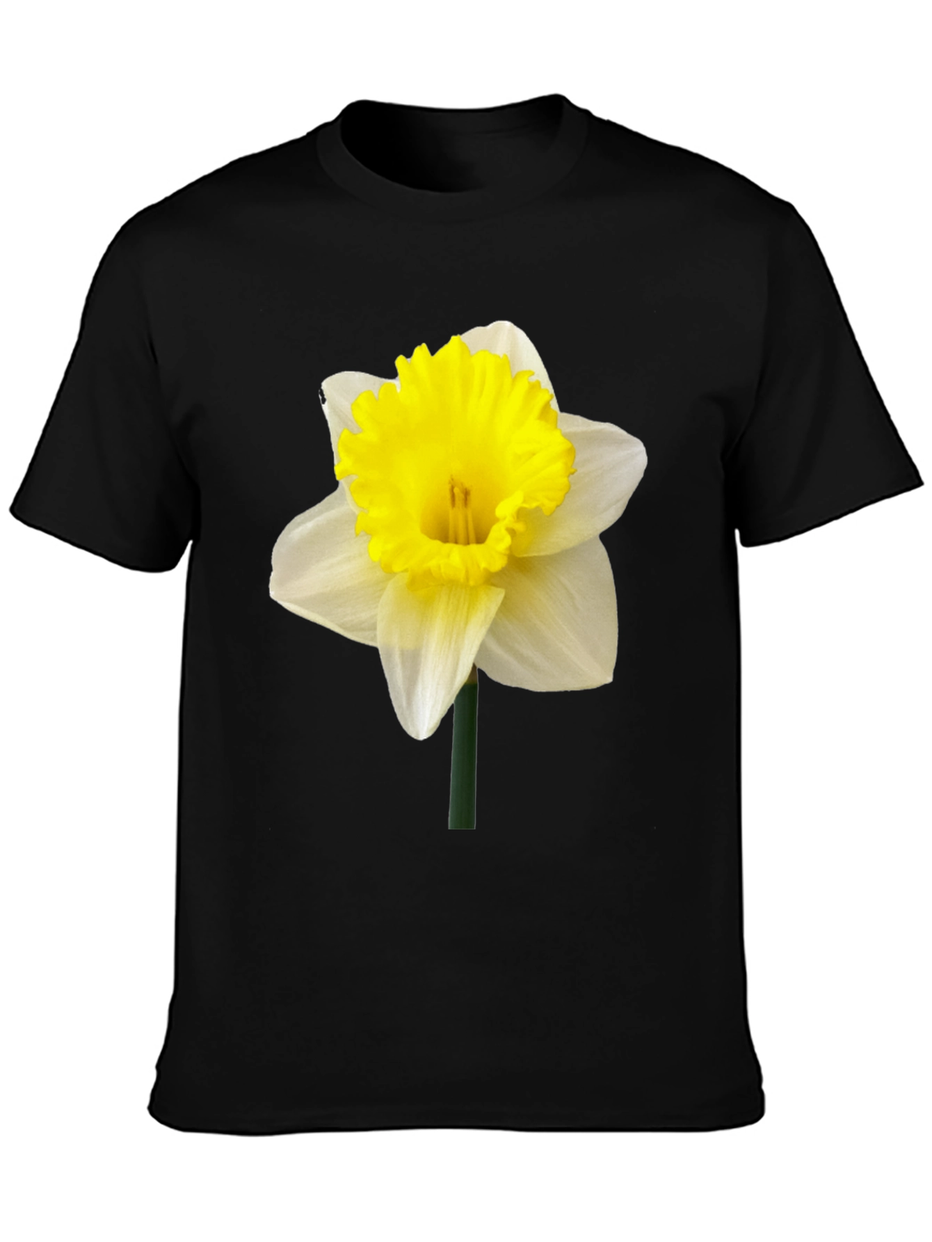 Daffodil Flower Graphic T-Shirt - Black Casual Tee - 3