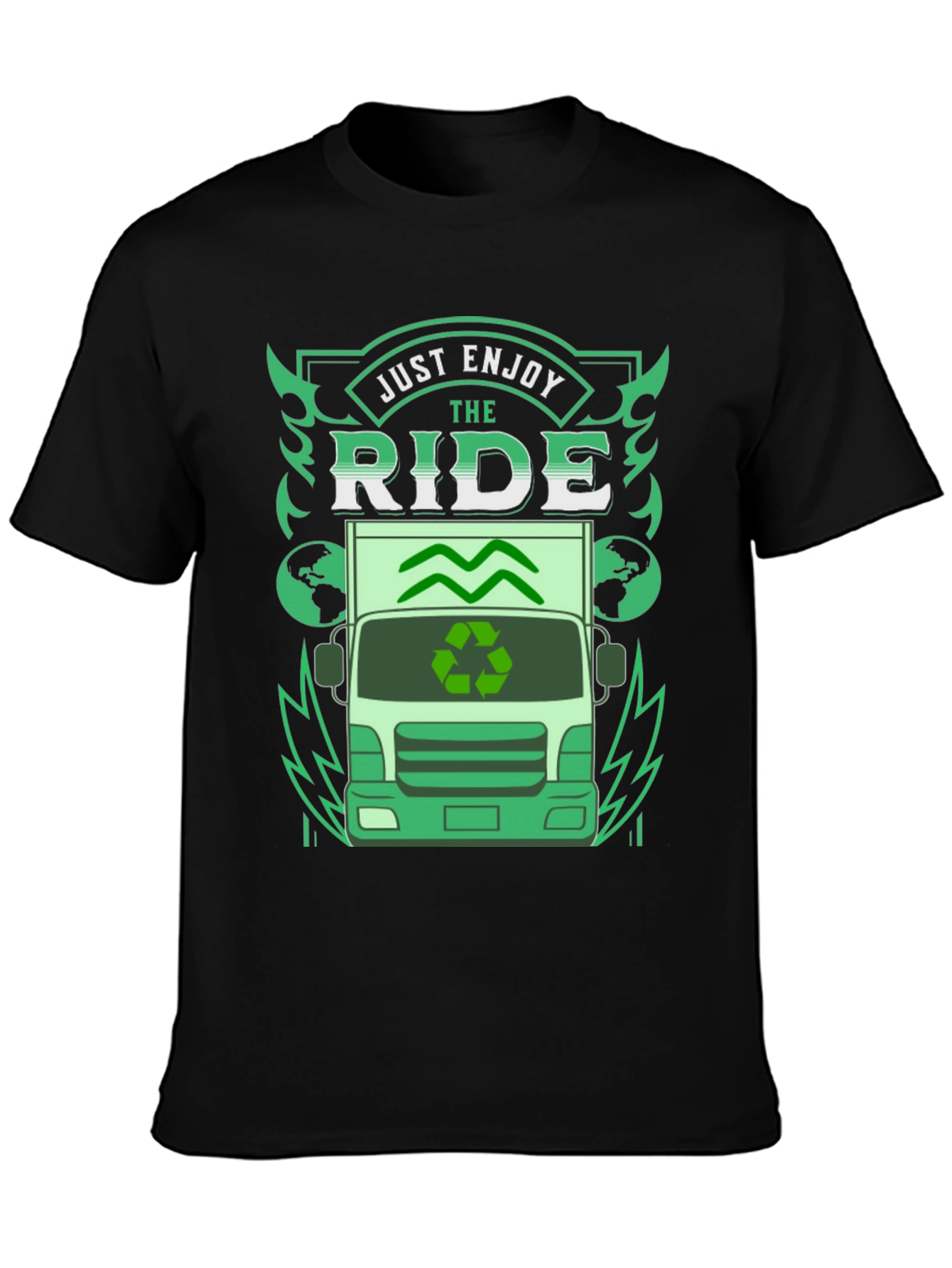 Black Eco Ride T-Shirt - Enjoy the Journey, Sustainable Style view 3