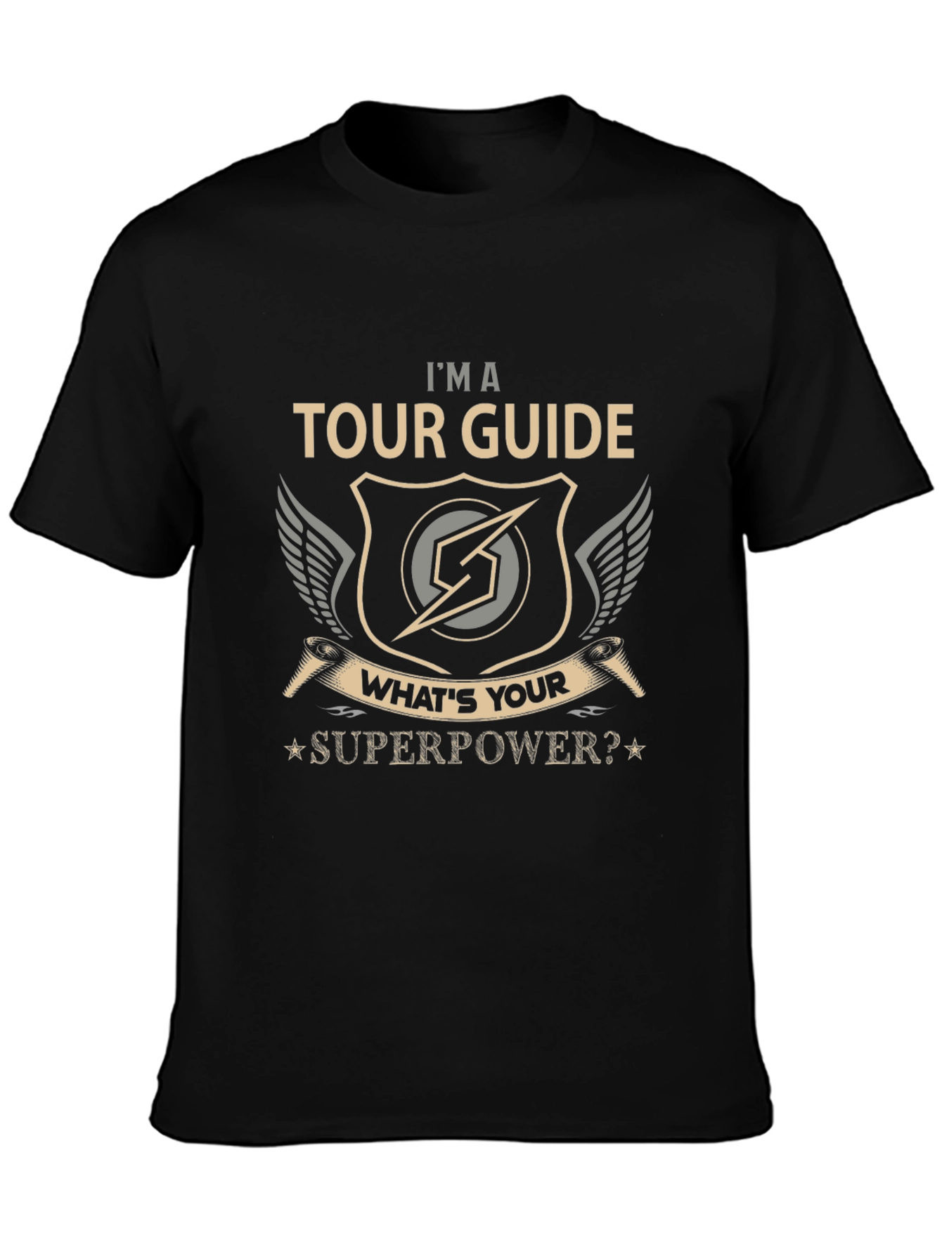 Black Tour Guide Superpower Graphic T-Shirt view 3