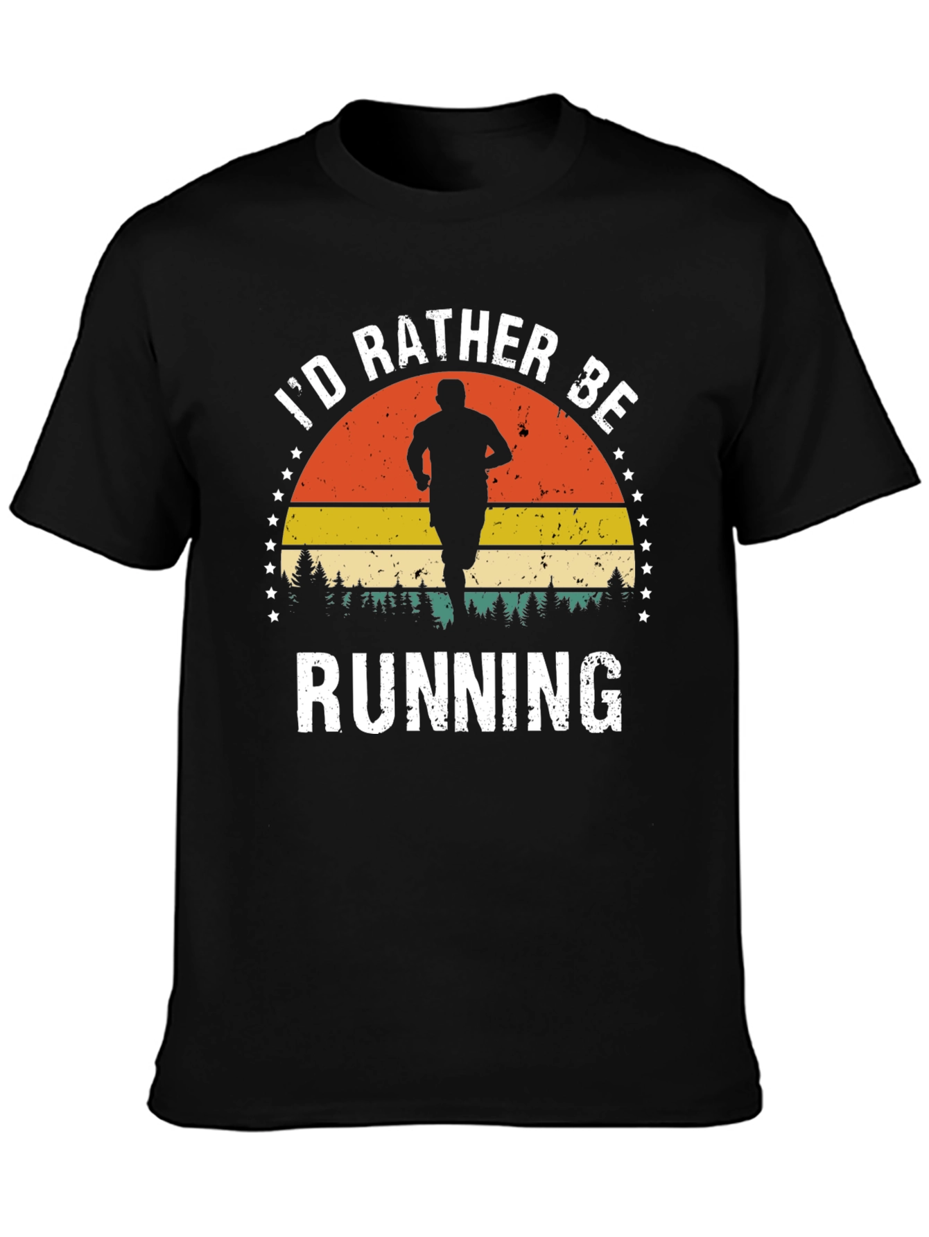 Black Retro "I'd Rather Be Running" Graphic Tee view 3
