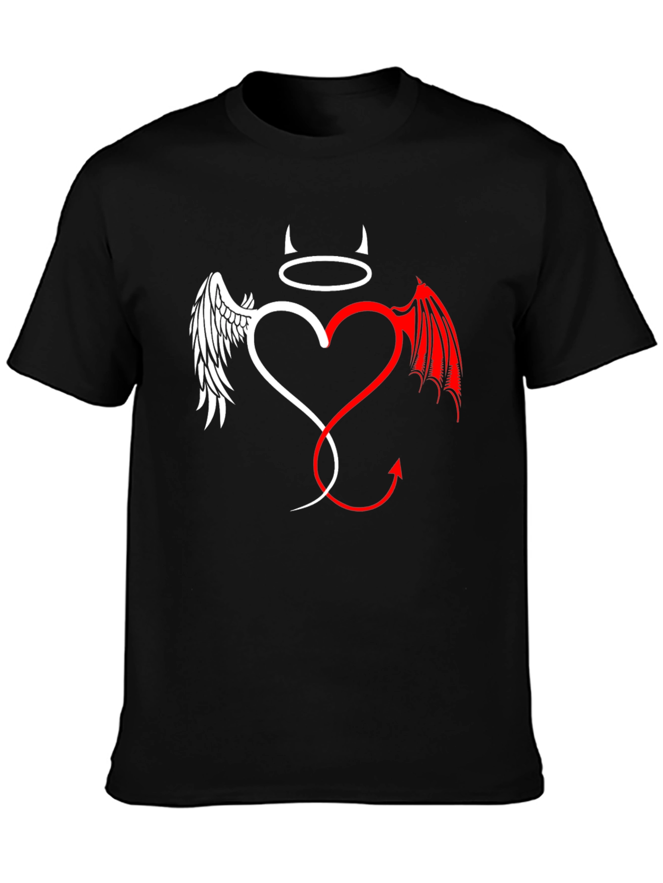 Black Angel & Devil Heart Graphic Tee - Unisex view 3