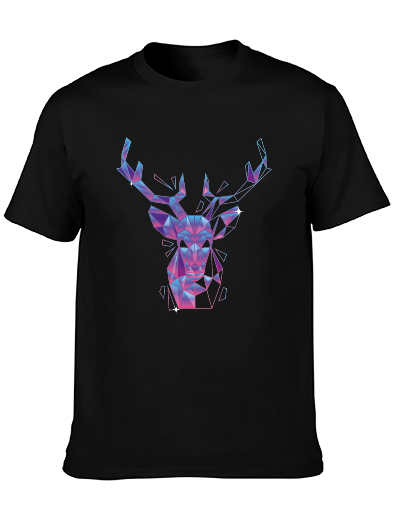 Black Geometric Deer Graphic Tee - Black view 3