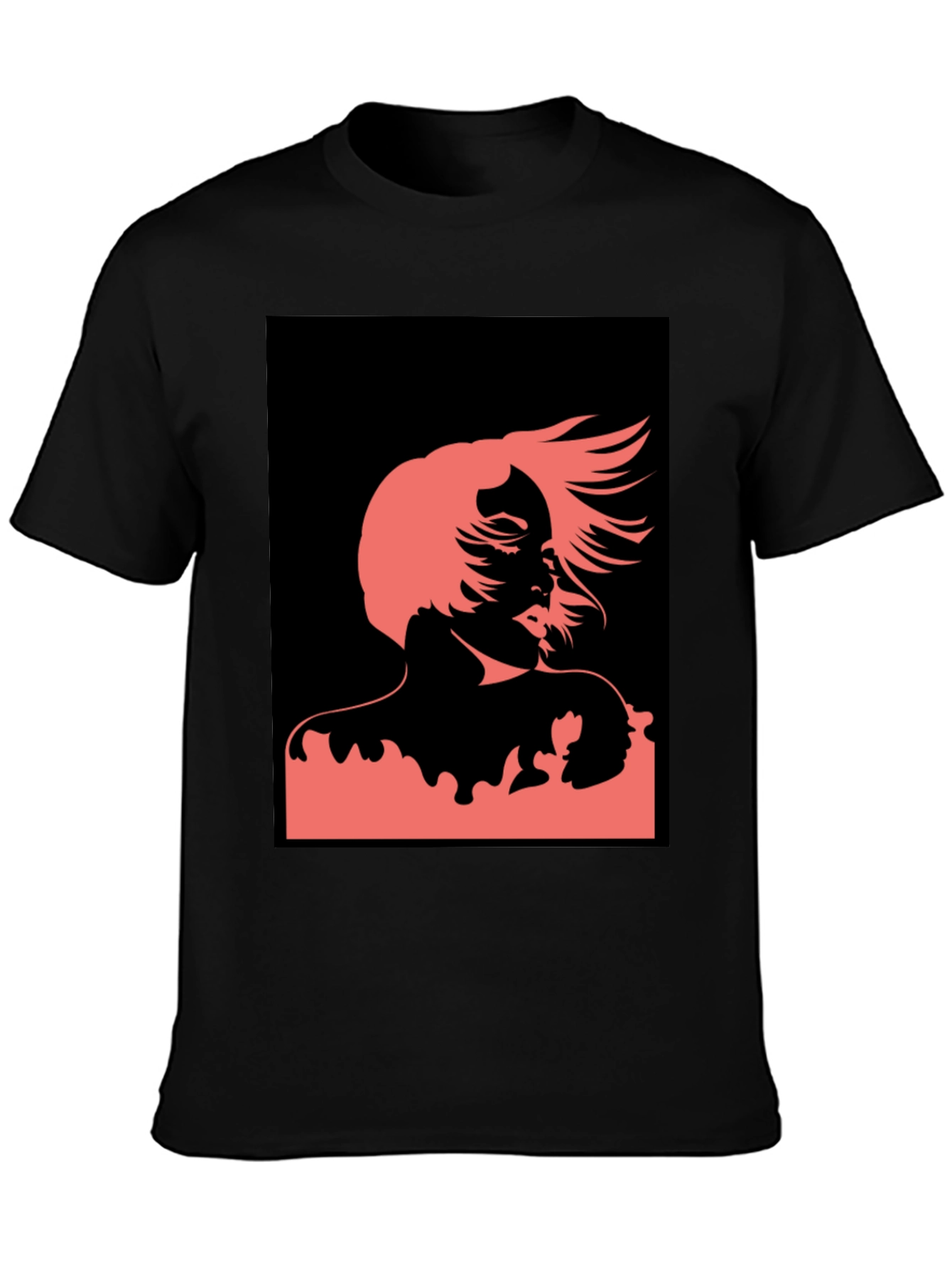 Black Abstract Woman Graphic Black T-Shirt view 3