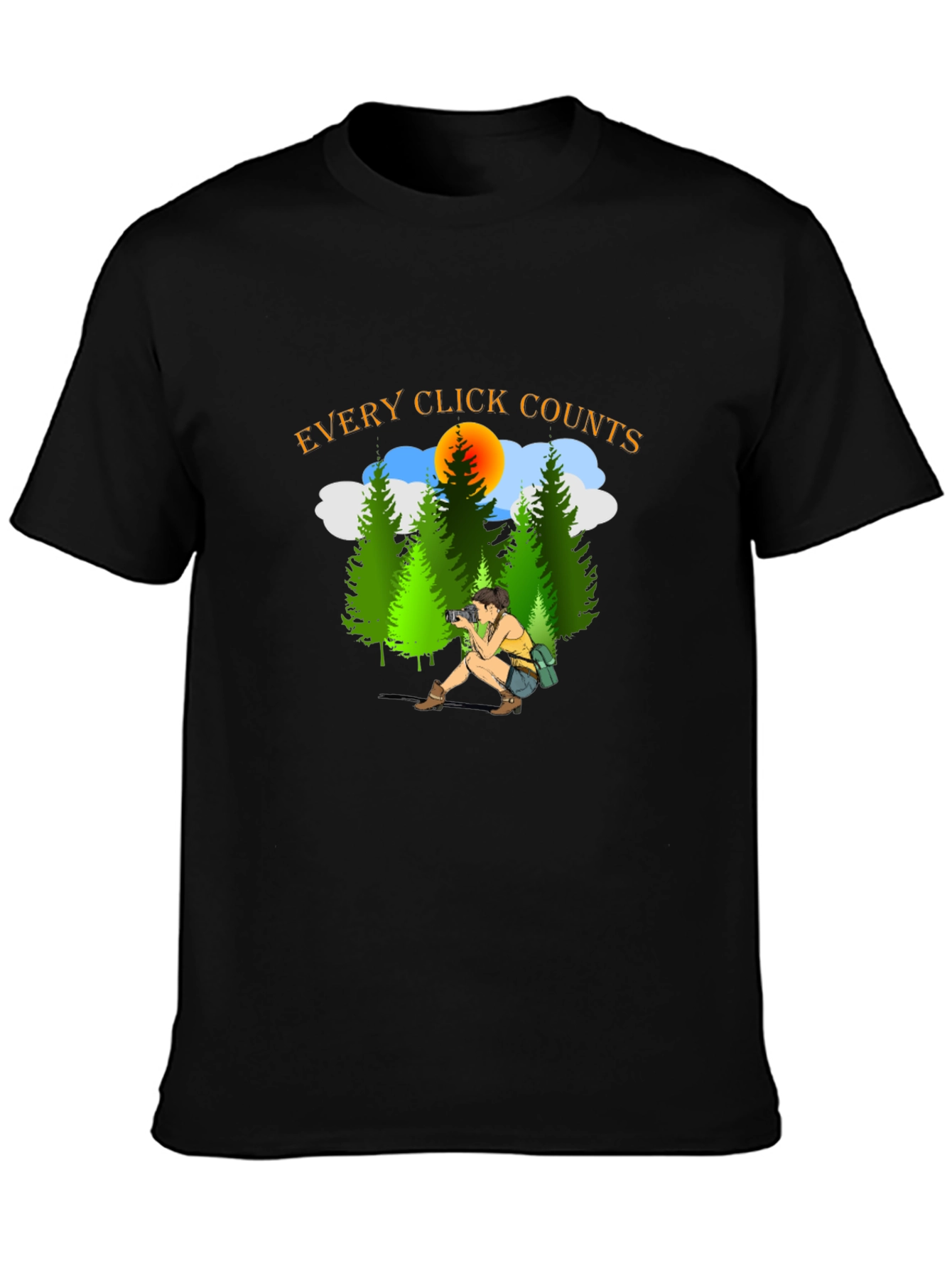 Black Every Click Counts Black Graphic T-Shirt view 3