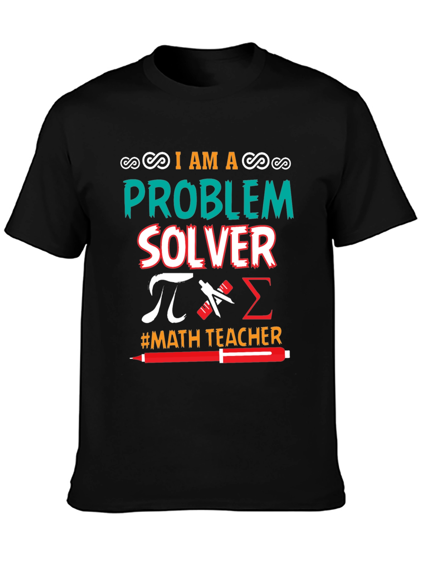 Black I Am a Problem Solver Math Teacher T-Shirt view 3