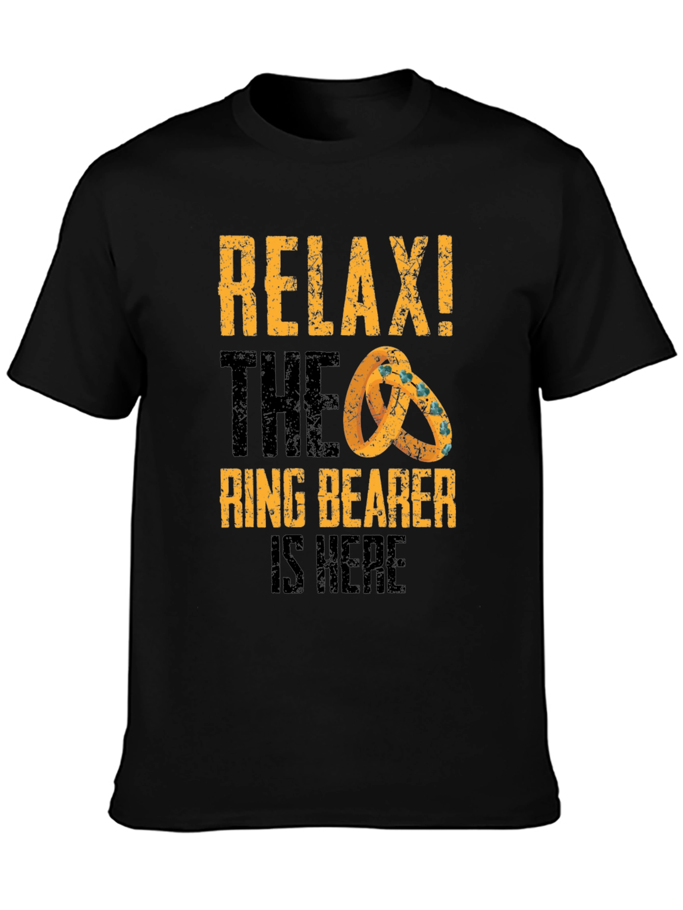 Black Relax! The Ring Bearer Is Here Graphic T-Shirt view 3