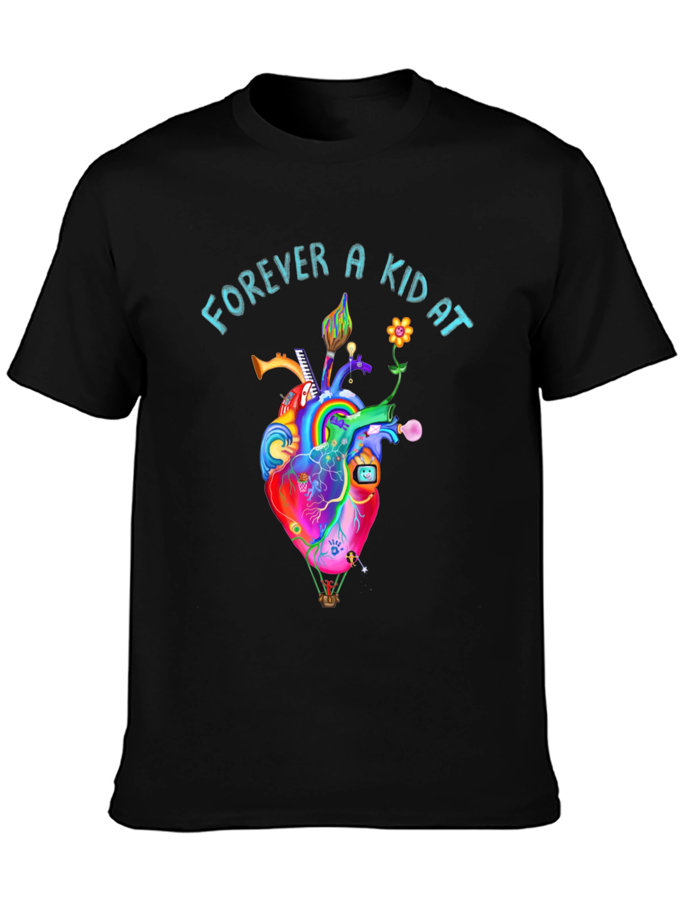 Black Forever A Kid At Heart Graphic Tee view 3