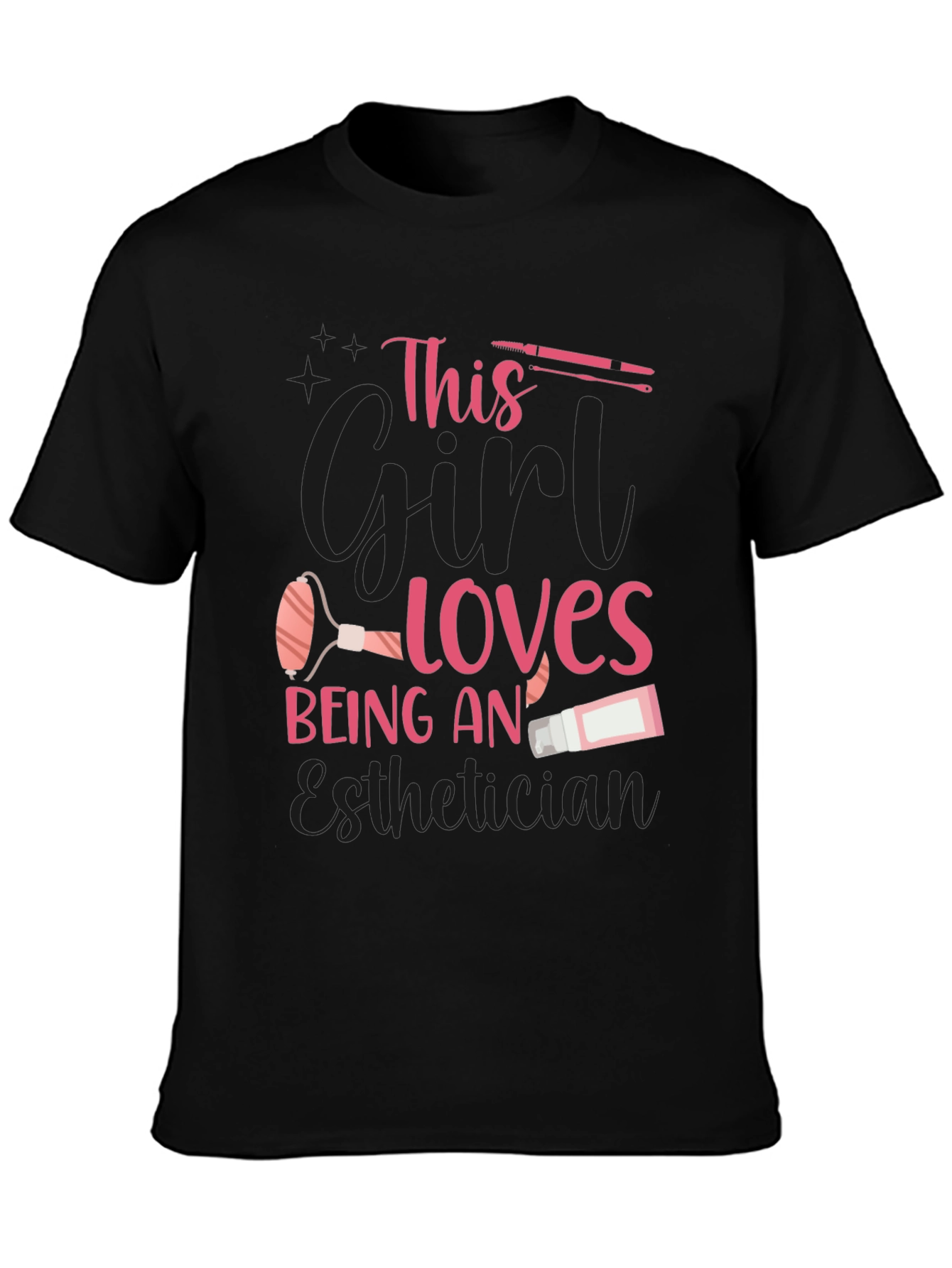 Black Esthetician T-Shirt: "This Girl Loves Being An Esthetician" view 3