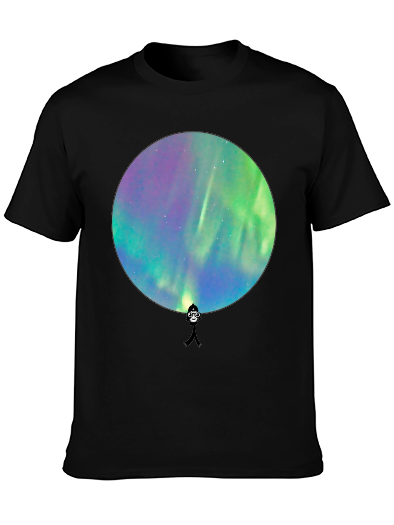 Black Aurora Borealis Silhouette Graphic T-Shirt view 3