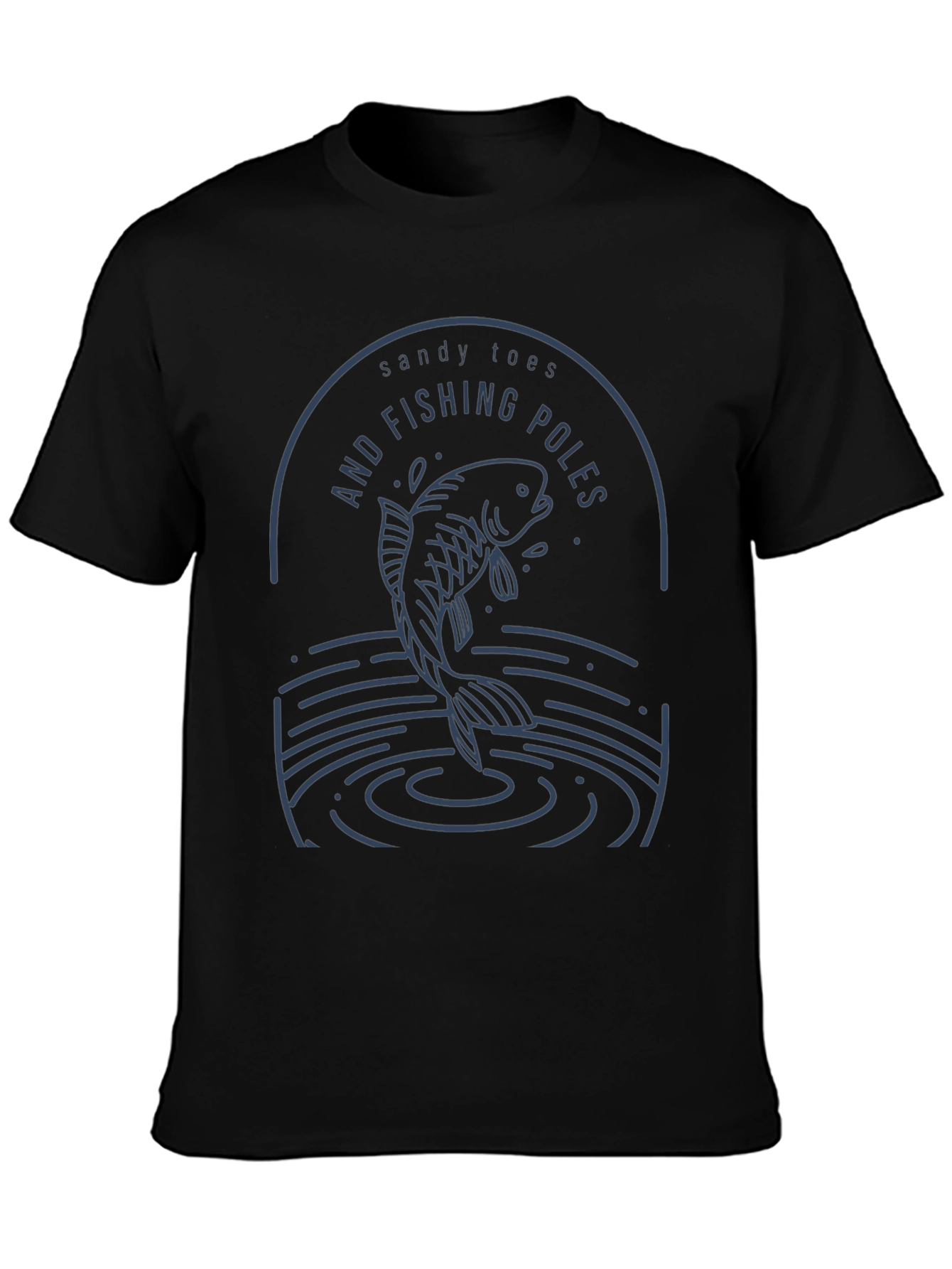 Black Sandy Toes and Fishing Poles Graphic Tee view 3