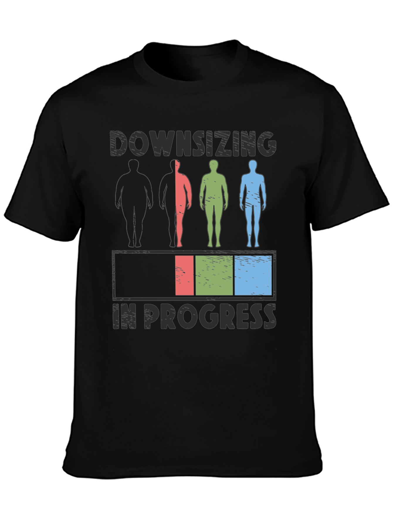 Black Downsizing In Progress T-Shirt - Weight Loss Humor view 3