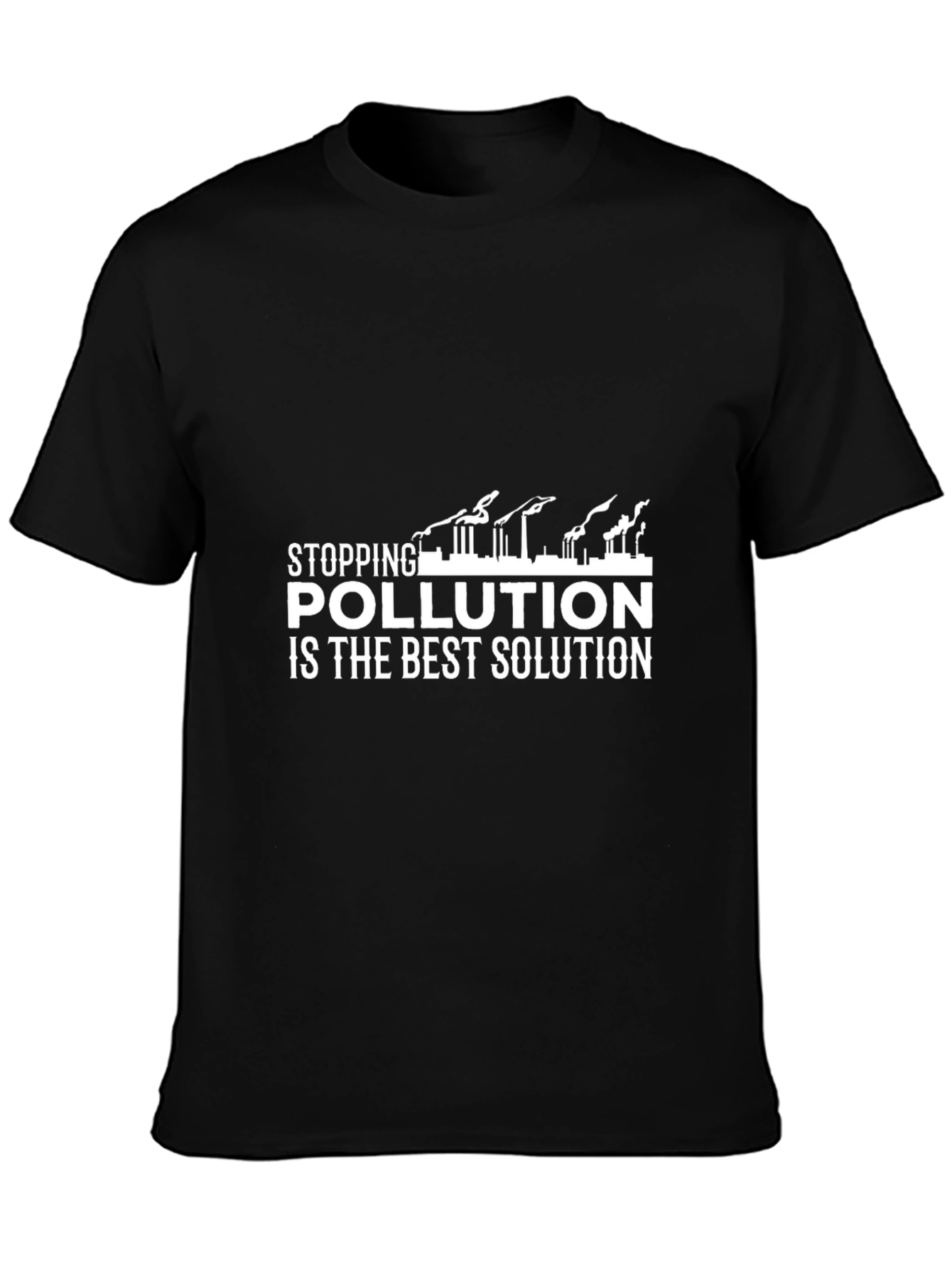Black Eco-Friendly T-Shirt: Stop Pollution view 3