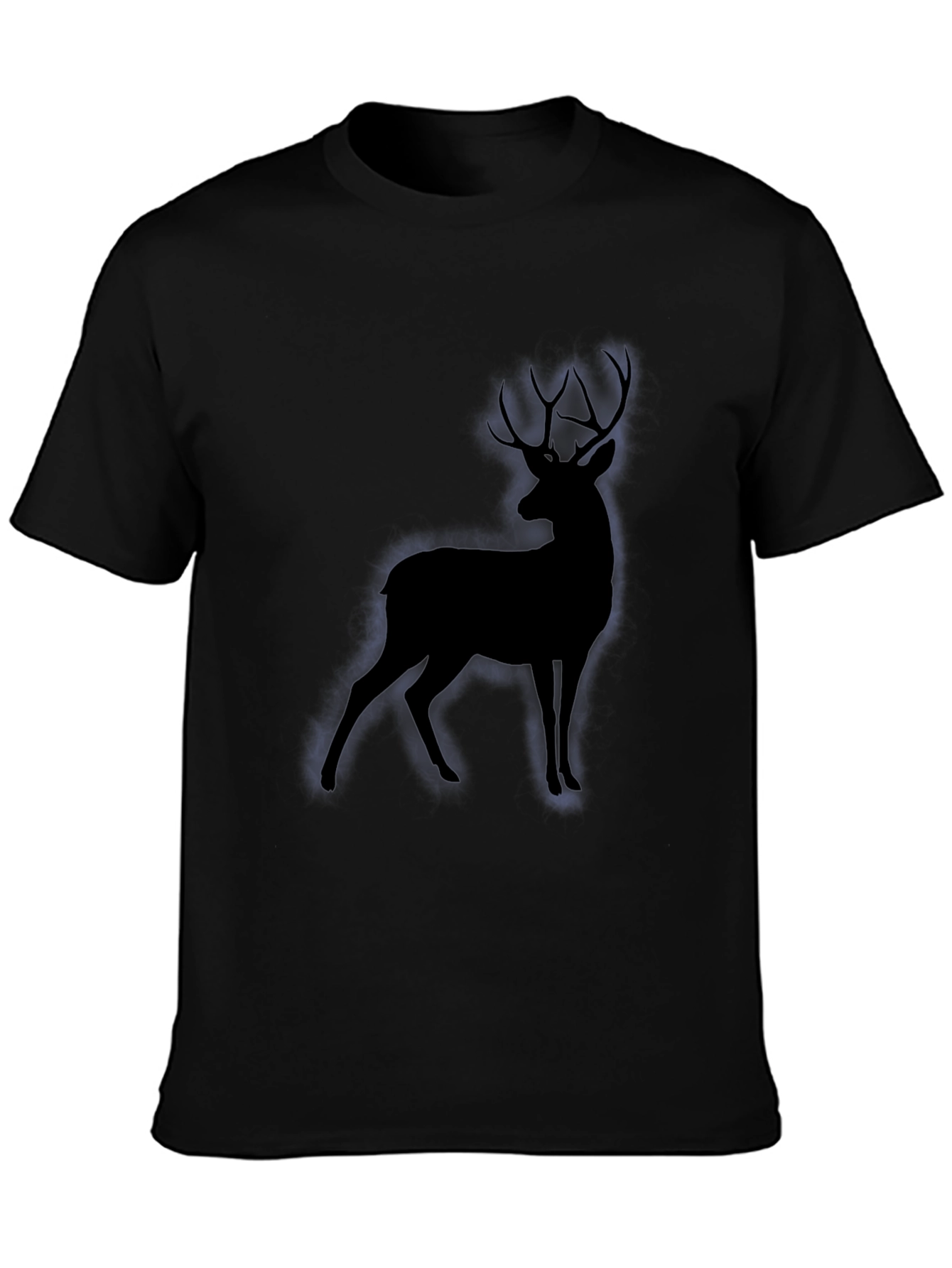 Black Men's Black T-Shirt with Deer Silhouette view 3