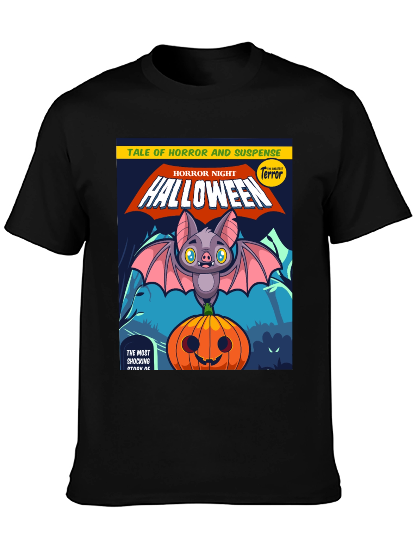 Black Halloween Horror Night T-Shirt view 3