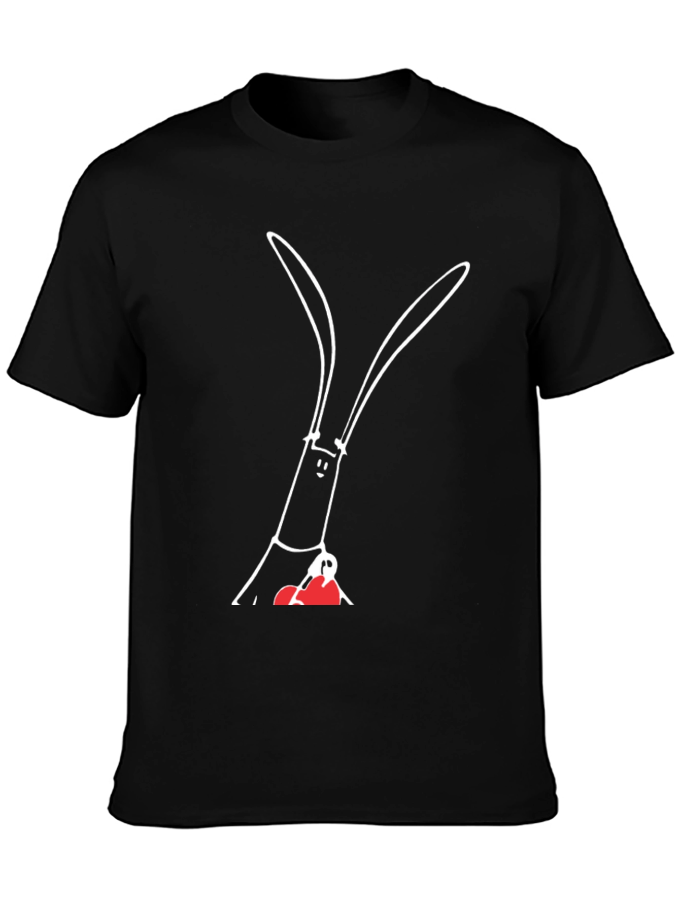 Black Funny Rabbit with Boxing Gloves Black T-Shirt view 3
