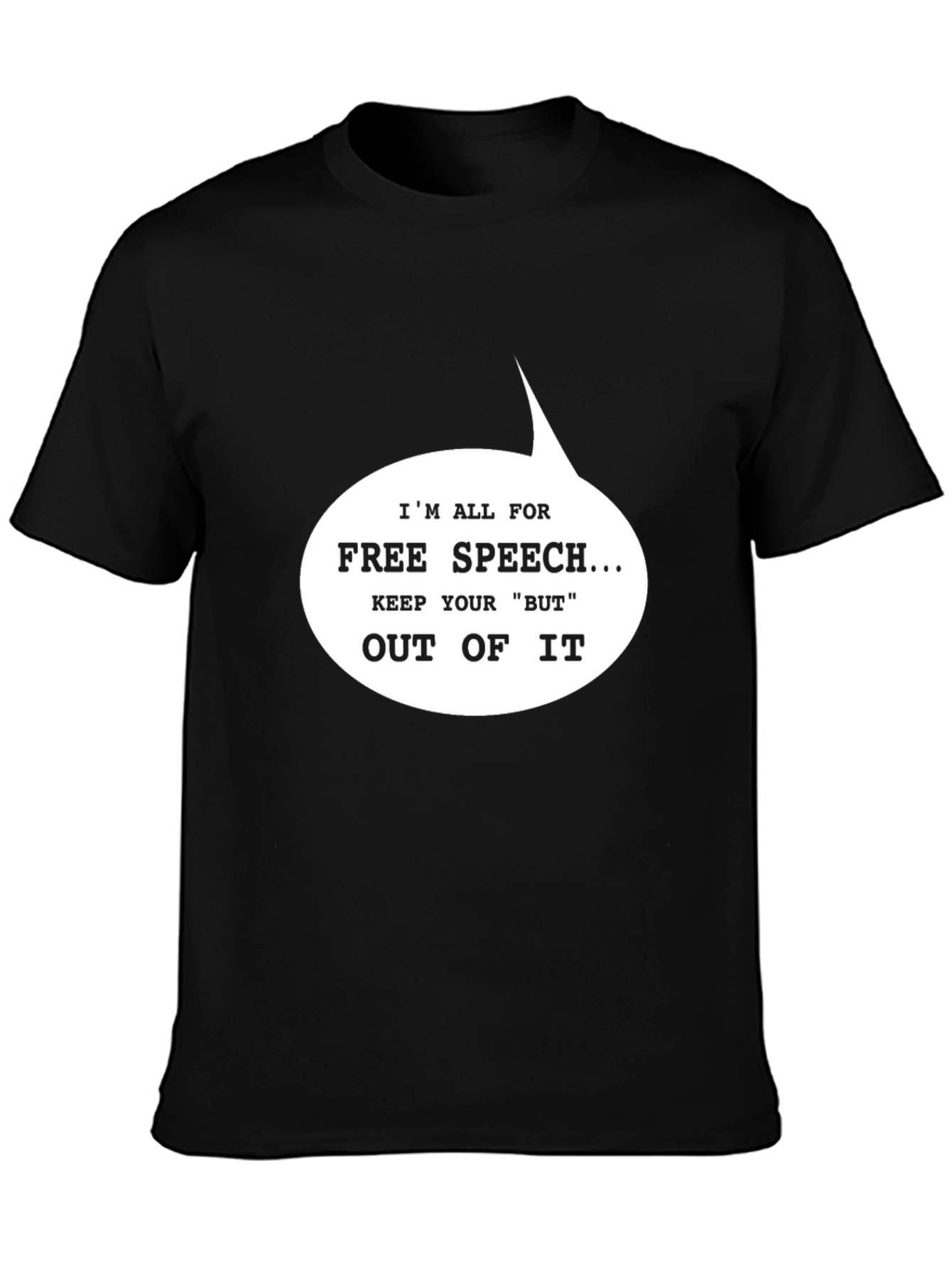 Black Free Speech Graphic T-Shirt - Black Cotton Tee view 3