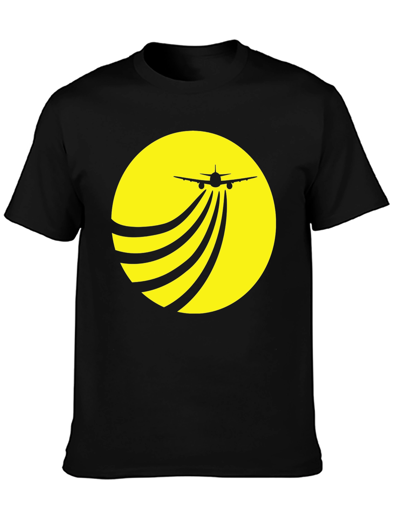 Black Airplane Takeoff Graphic Tee - Black Crew Neck view 3