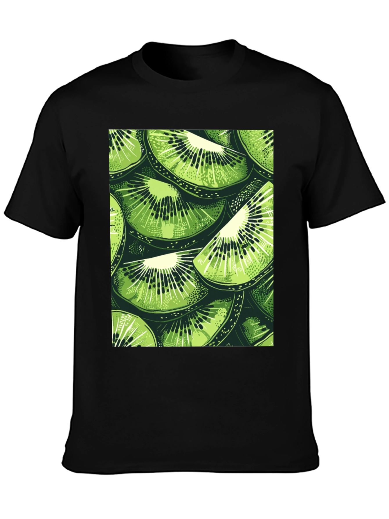 Black Kiwi Slice Print Tee - Fresh Summer Style! view 3