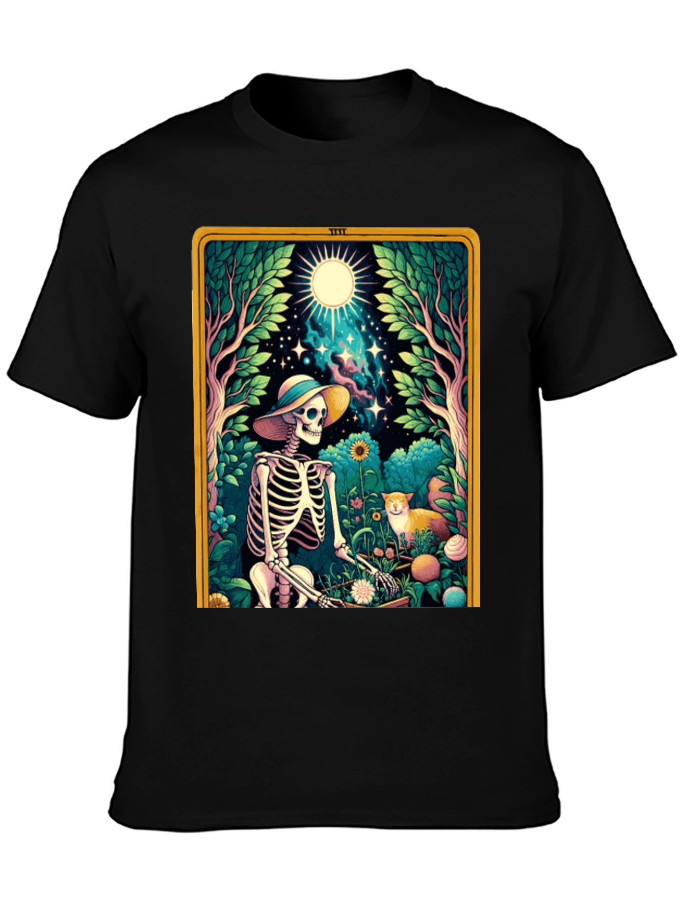 Black Skeleton Gardener Graphic Tee view 3