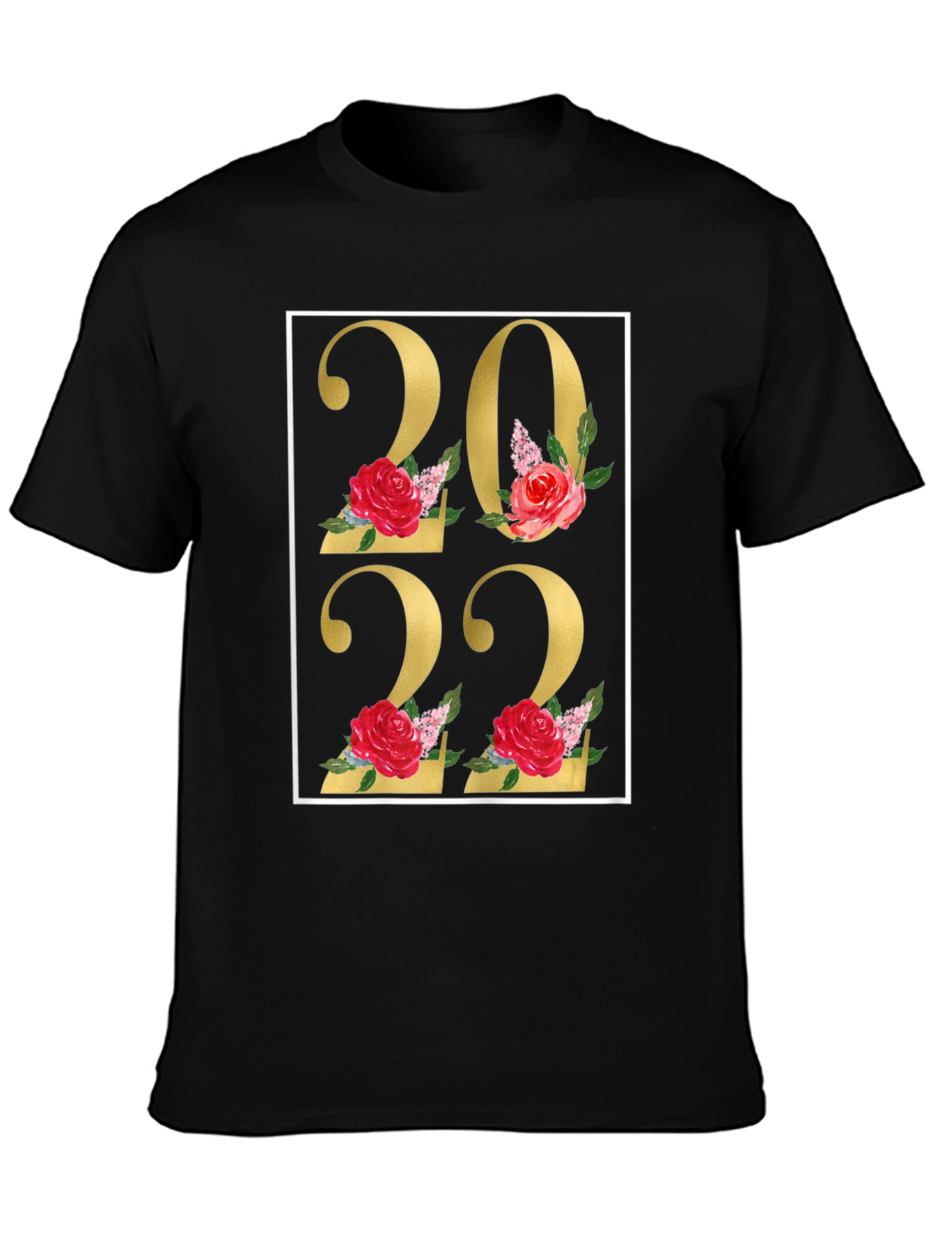 Black Floral 2022 Black T-Shirt view 3