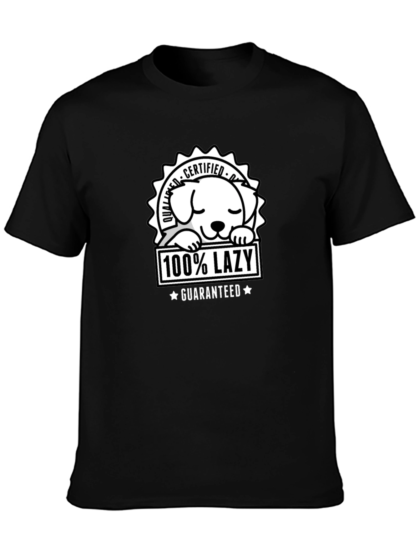 Black 100% Lazy Certified Dog T-Shirt view 3