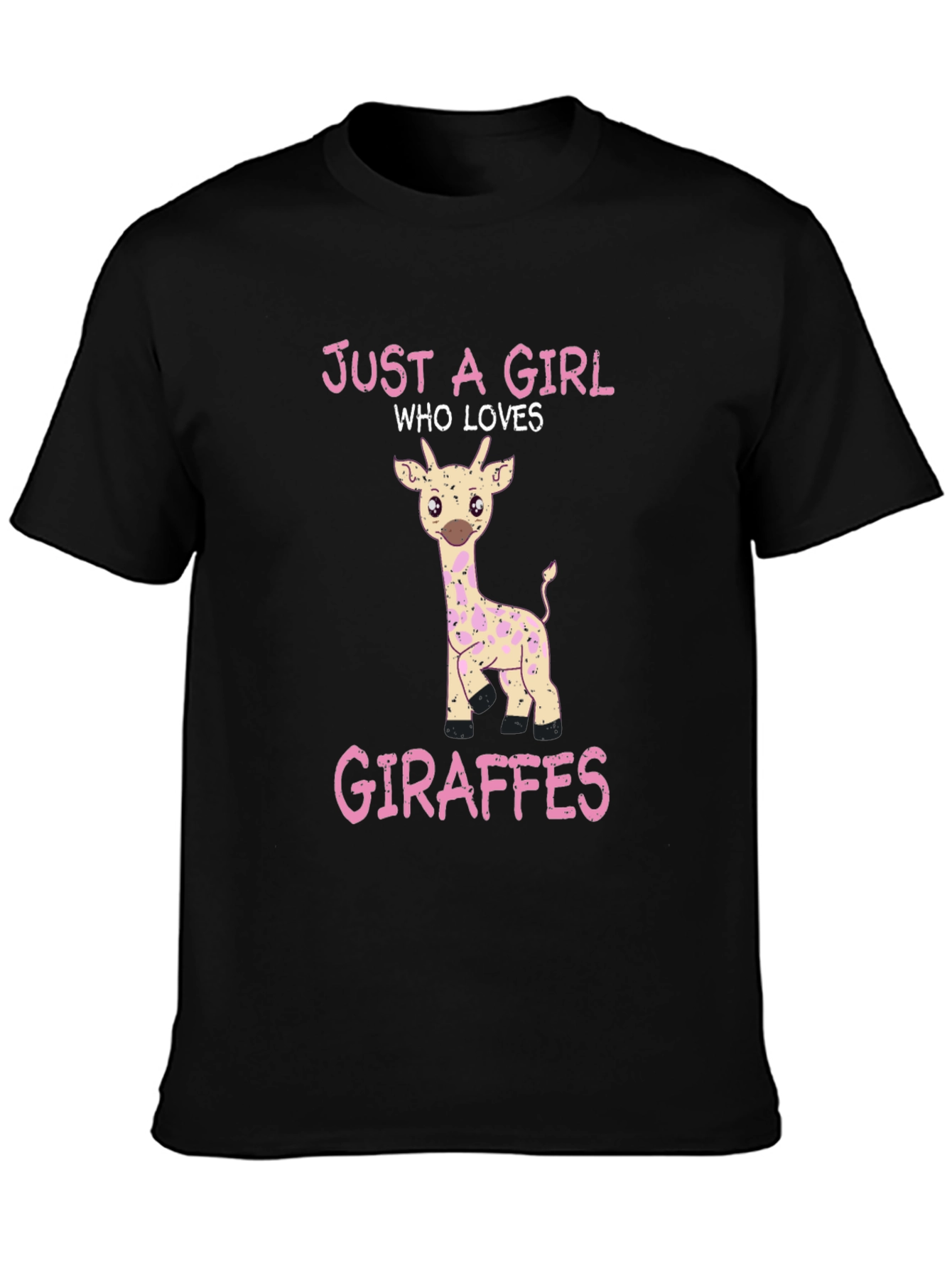 Black Just a Girl Who Loves Giraffes T-Shirt view 3