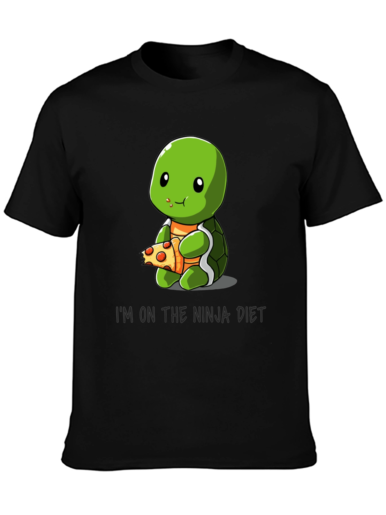 Black Ninja Turtle Diet T-Shirt Funny Pizza Lover Tee view 3