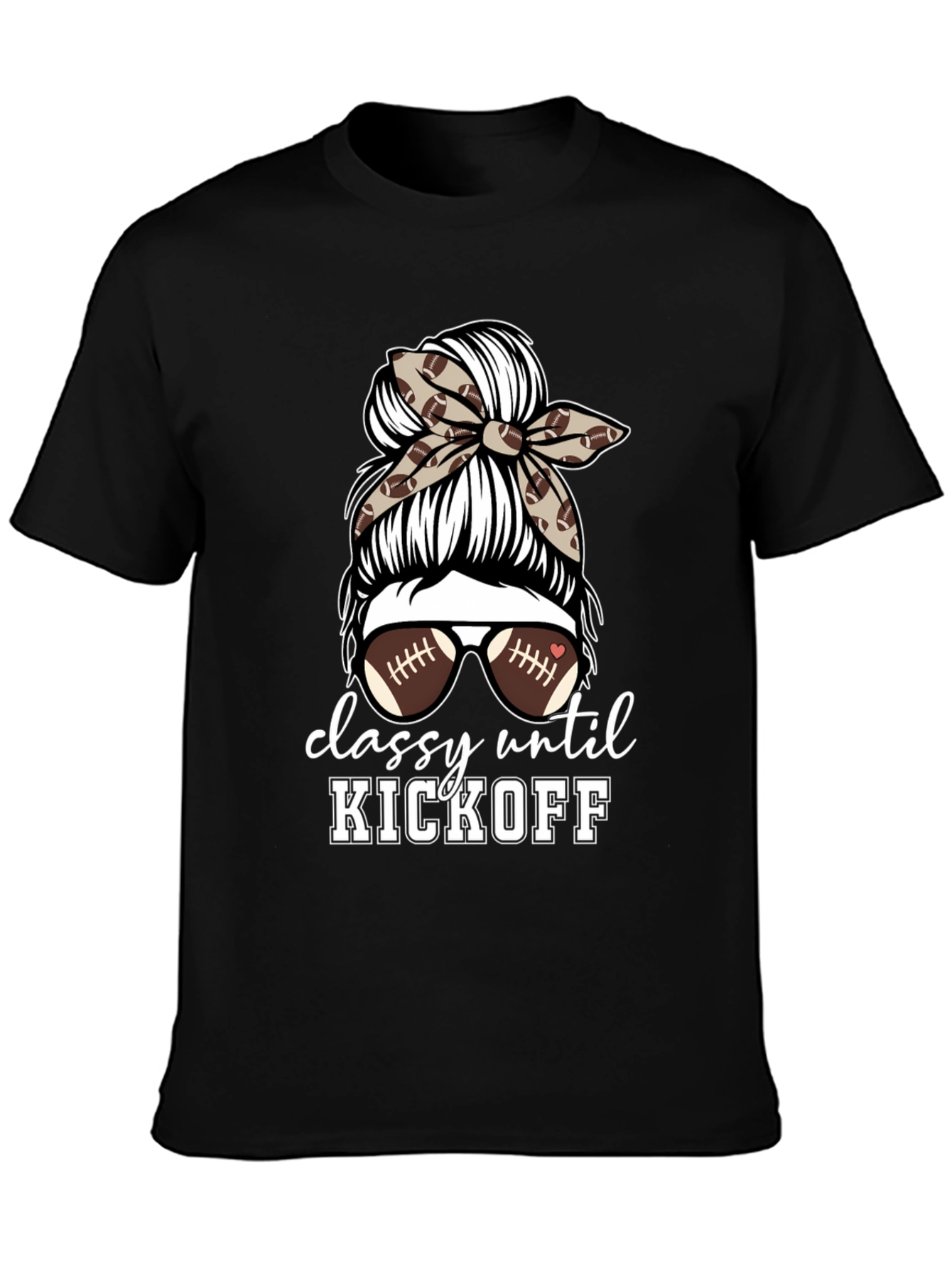 Black Classy Until Kickoff Football Mom T-Shirt view 3