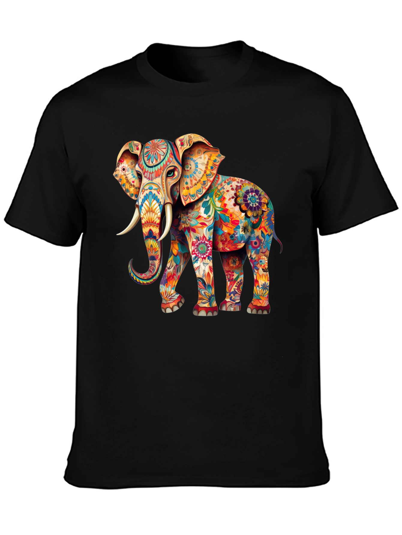 Black Floral Elephant Graphic Tee - Trendy Black T-Shirt view 3