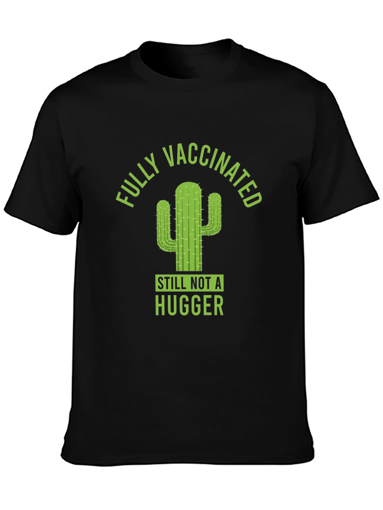 Black Fully Vaccinated Cactus Graphic T-Shirt view 3