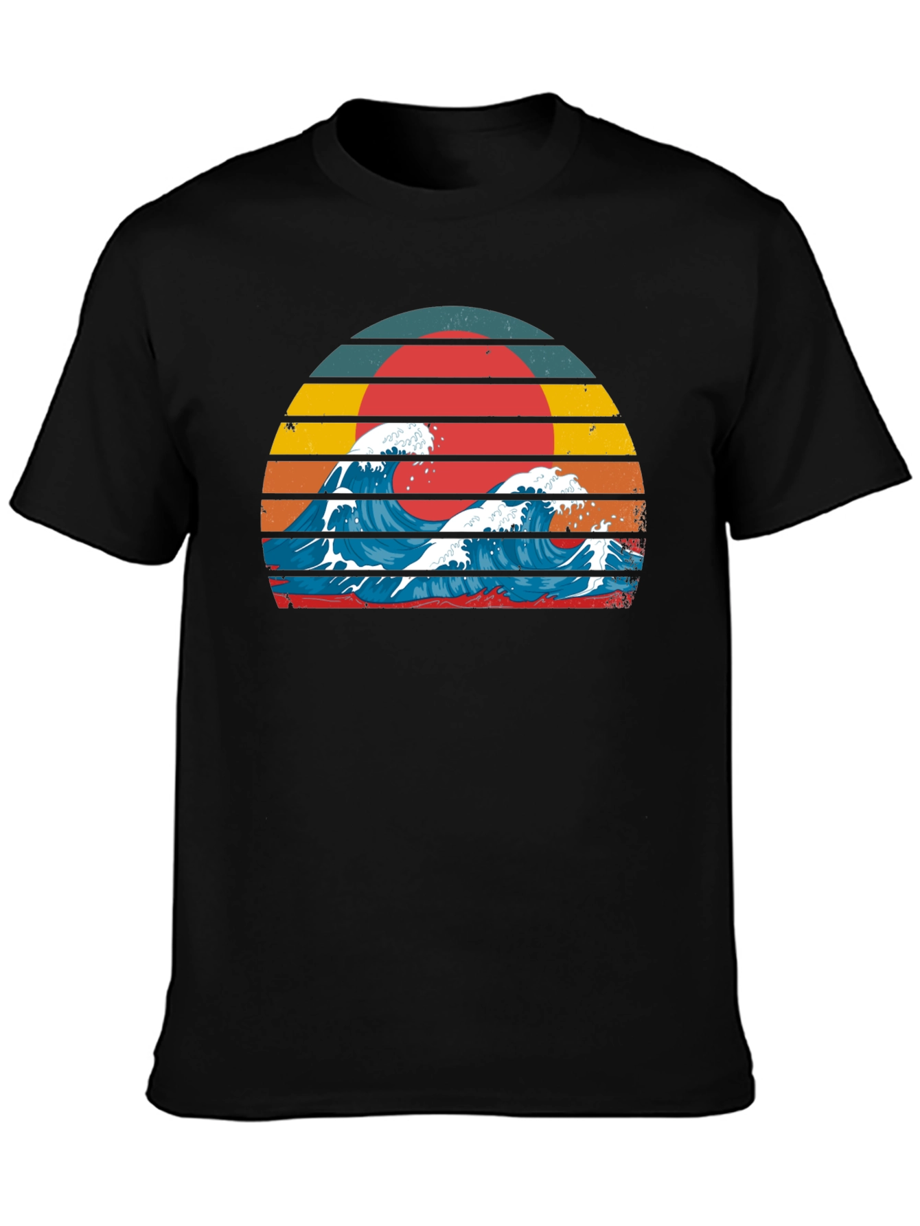 Black Retro Wave Graphic Tee - Vintage Style T-Shirt view 3