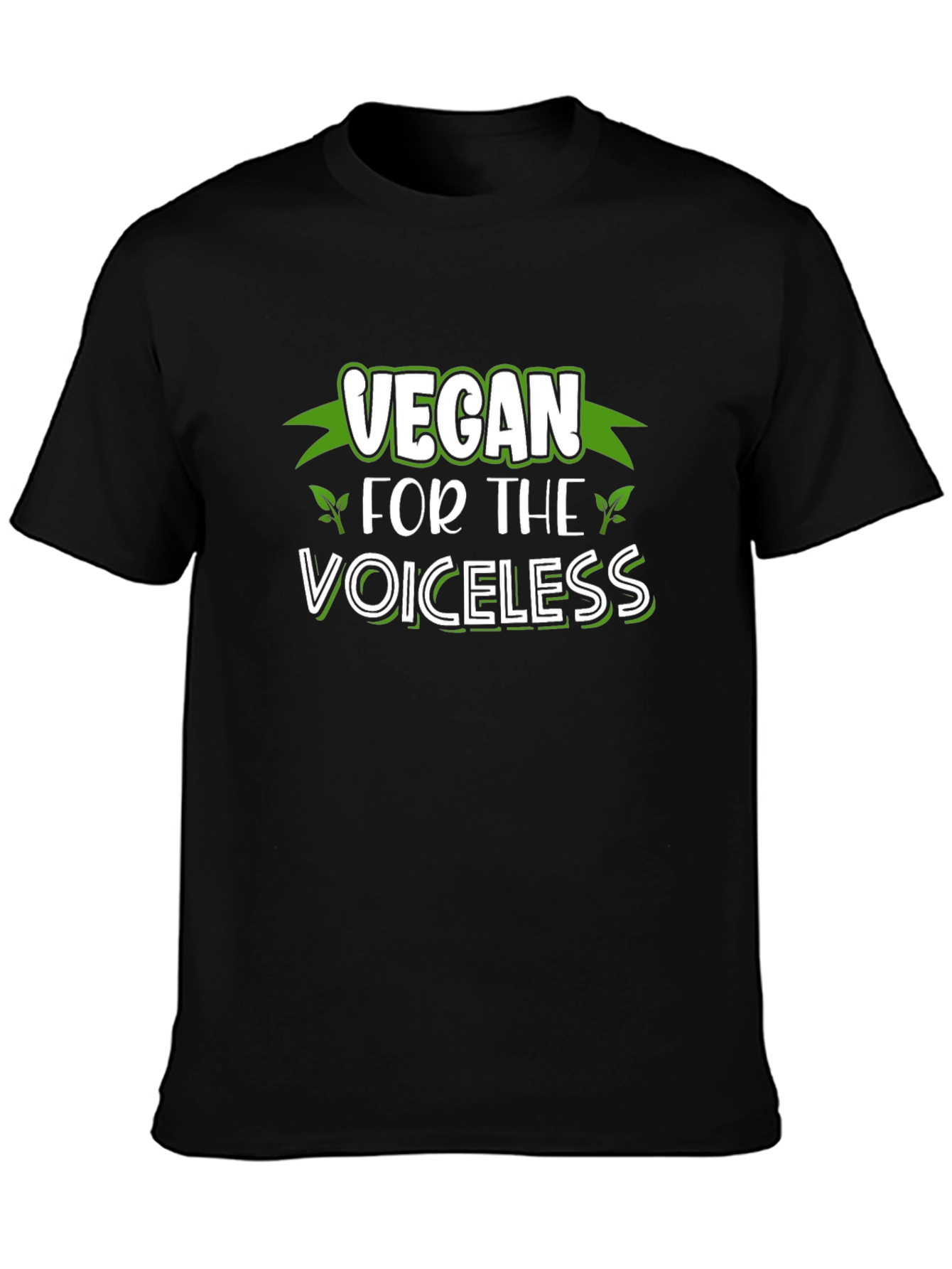Black Vegan for the Voiceless Black T-Shirt view 3