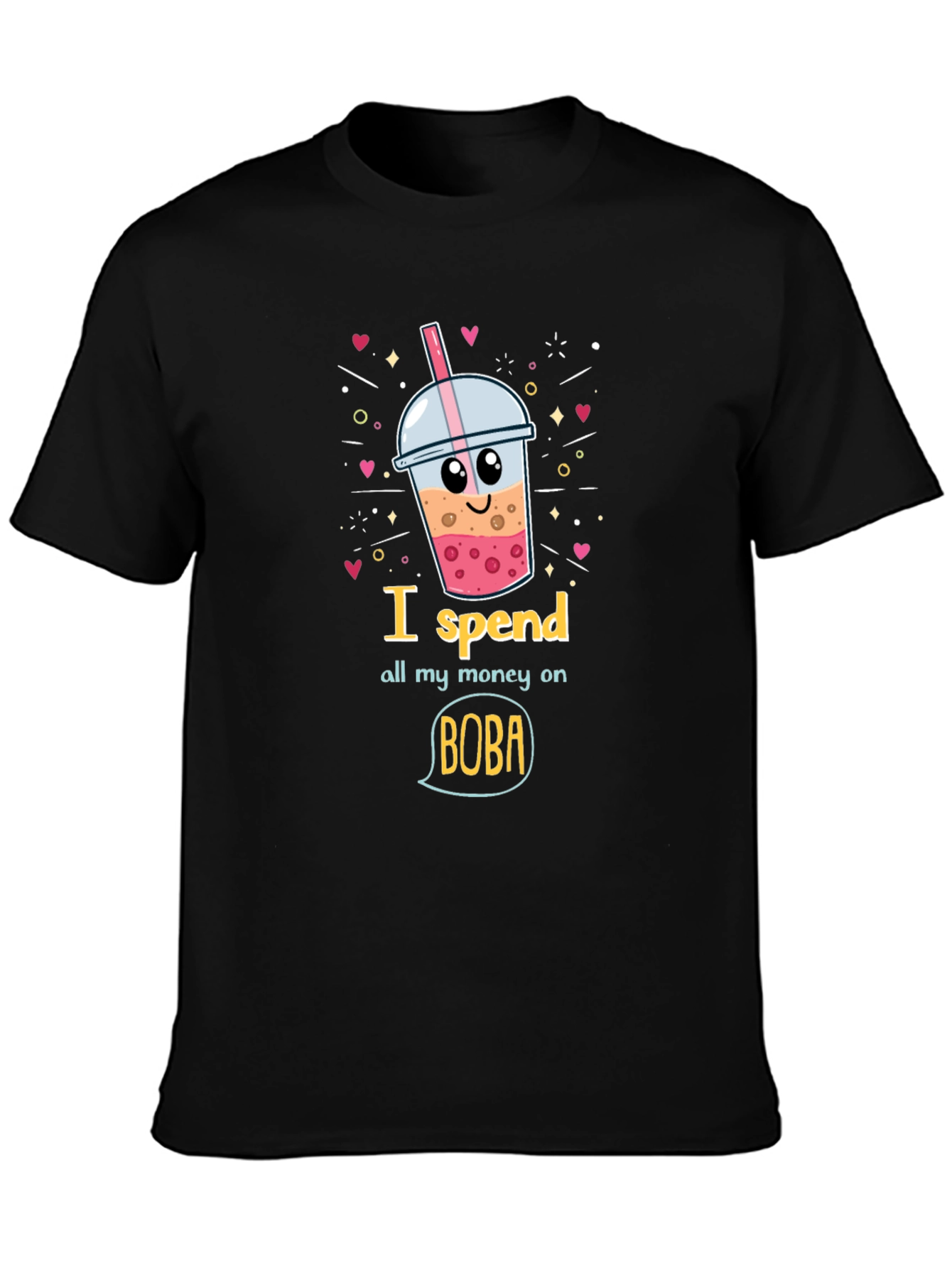 Black Boba Lover Tee: I Spend All My Money On Boba! view 3