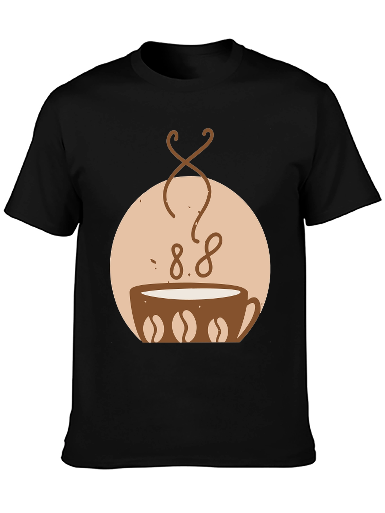 Black Coffee Lover T-Shirt - Coffee Bean Design view 3
