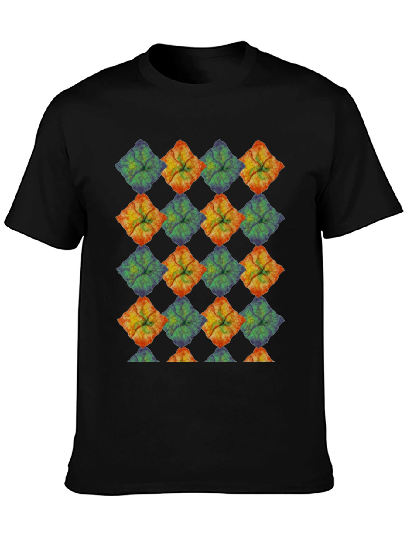 Black Abstract Geometric Pattern Black T-Shirt view 3