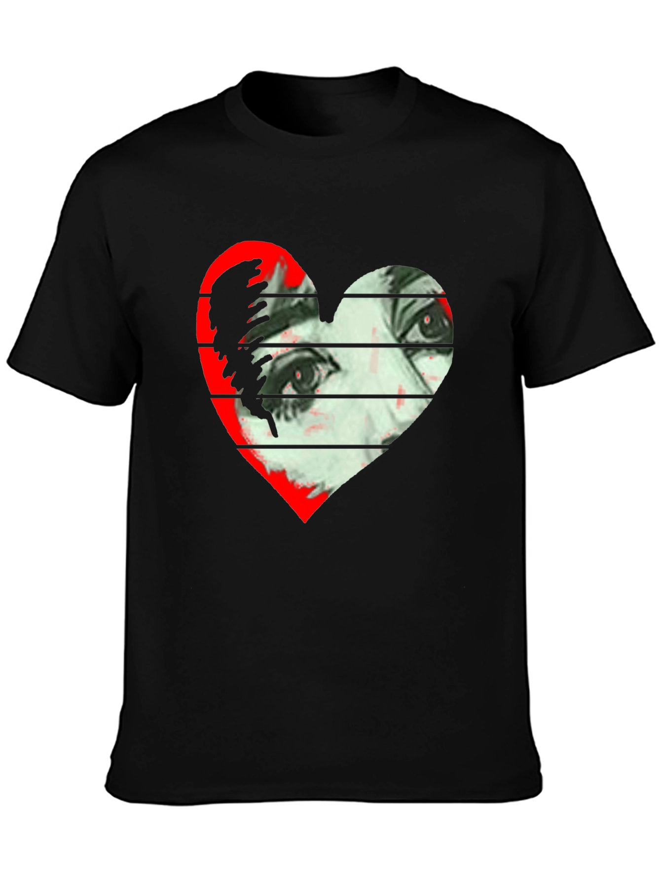 Black Heart Eyes Graphic Tee - Modern Art T-Shirt view 3