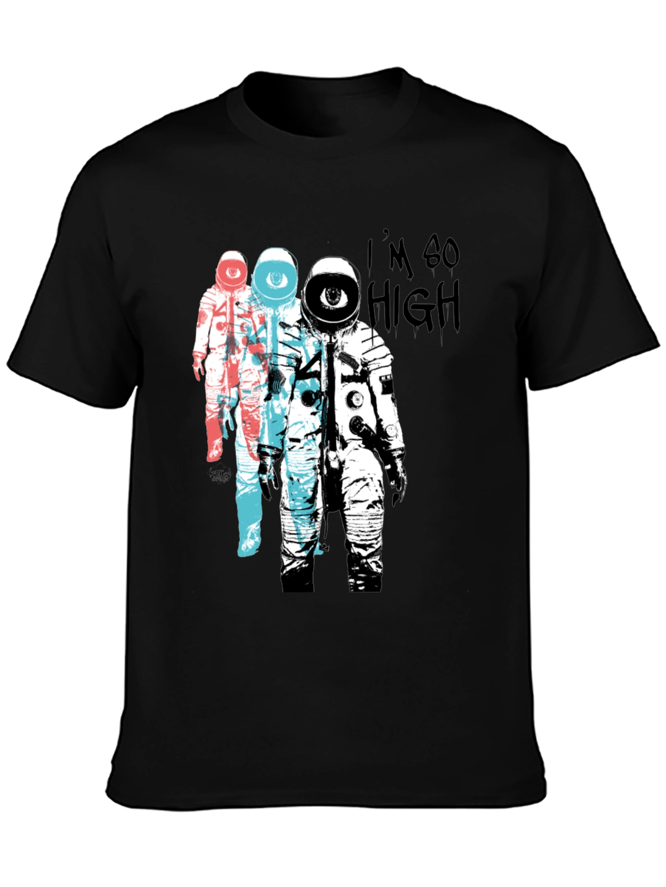 Black Astronaut Eye T-Shirt - I'm So High Graphic Tee view 3