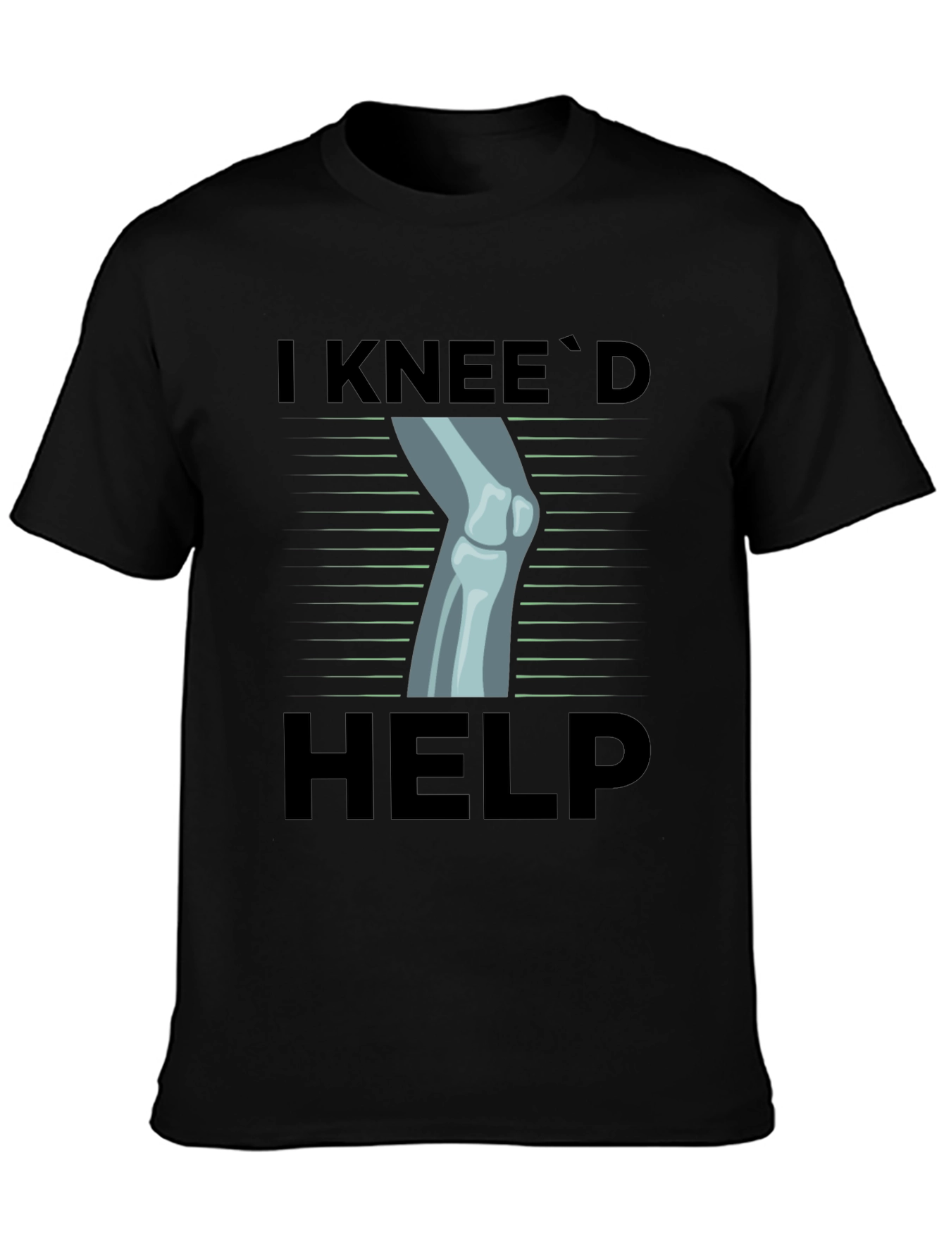 Black I Knee'd Help Funny Bone T-Shirt view 3