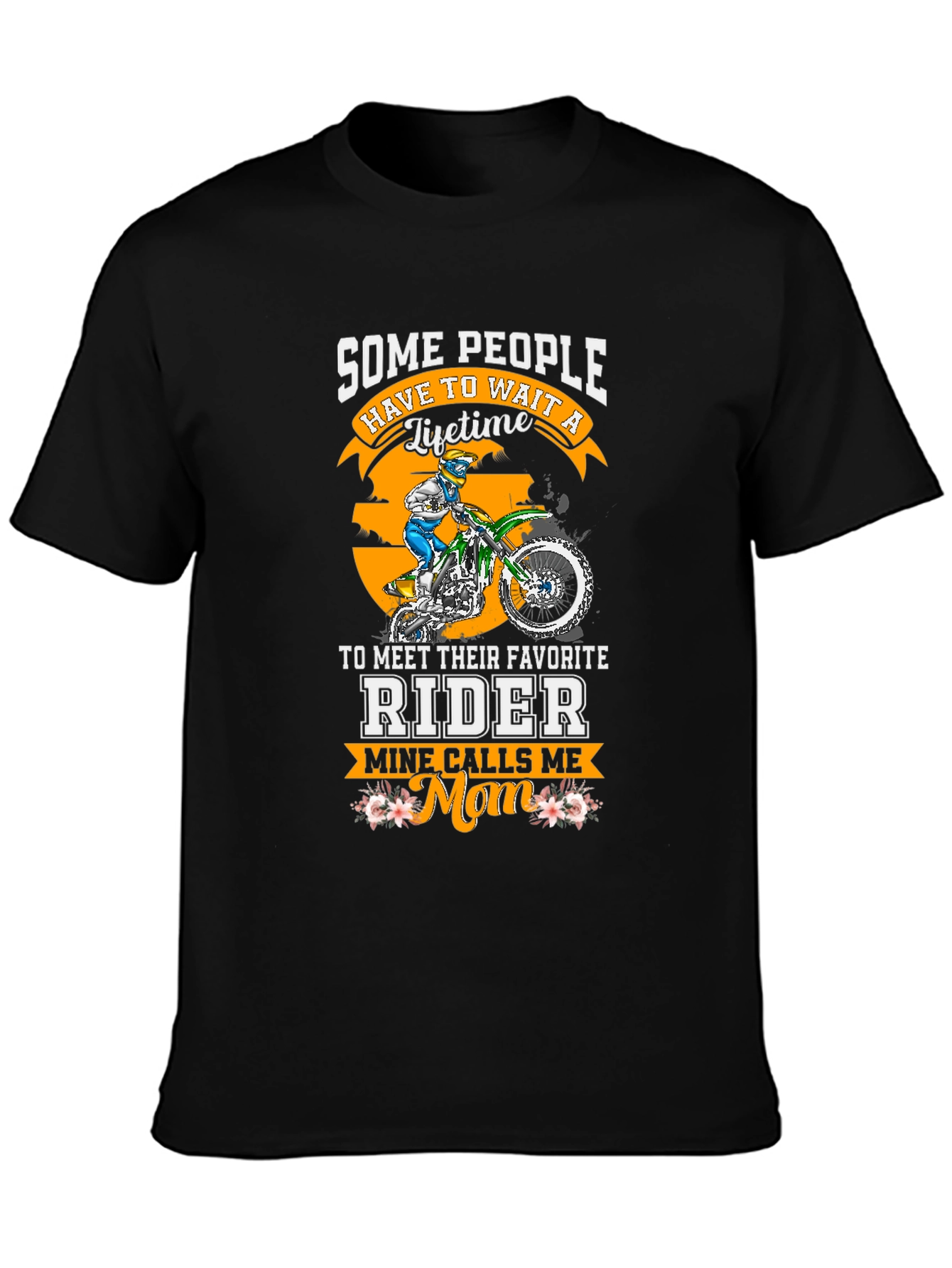 Black Dirt Bike Rider Mom T-Shirt view 3