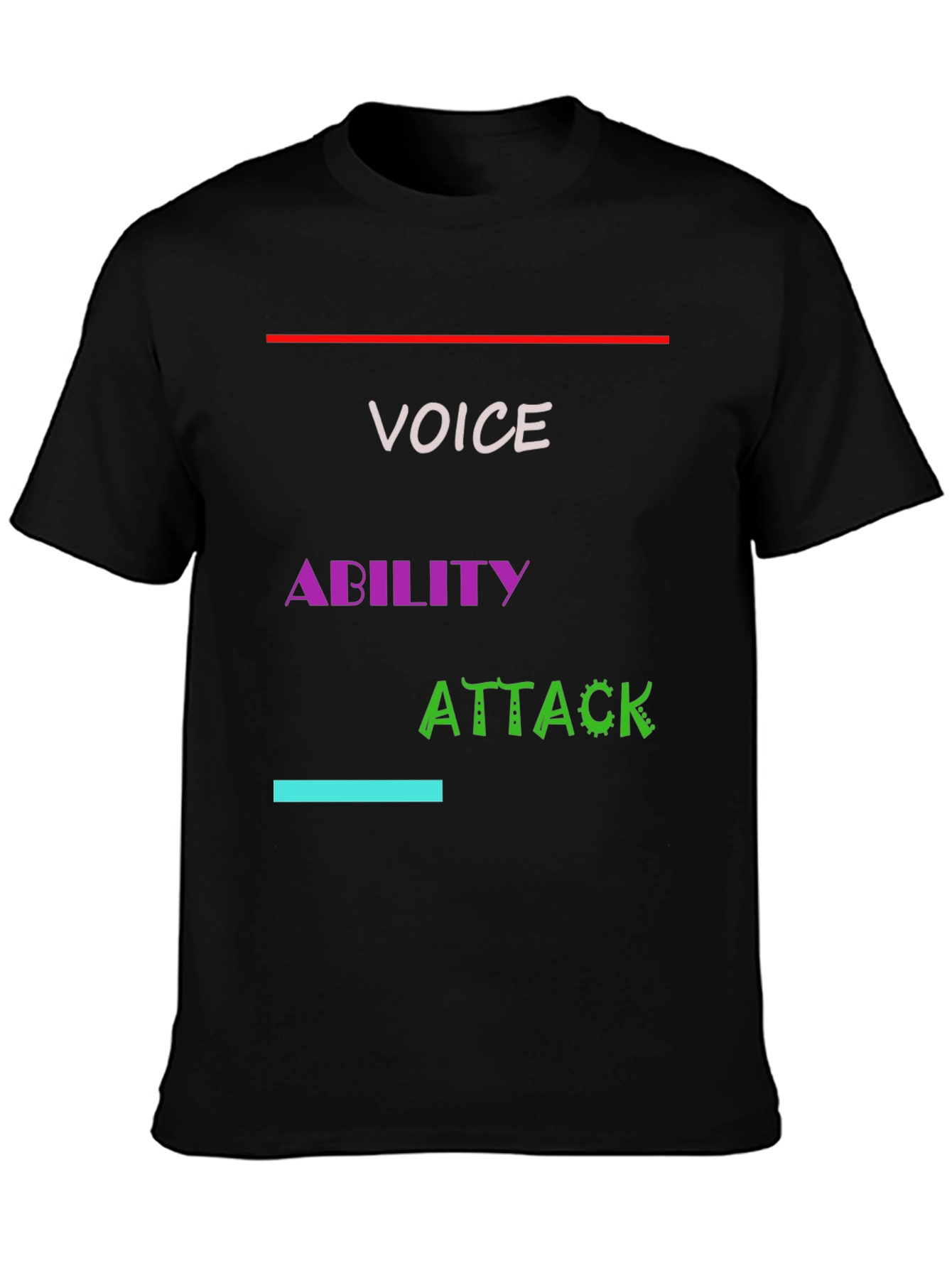 Black Voice Ability Attack Graphic T-Shirt view 3
