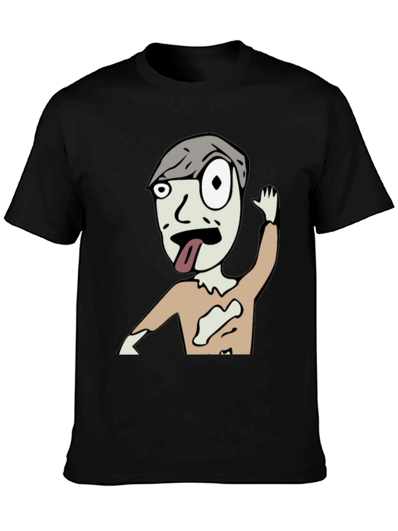 Black Zombie Cartoon Graphic Black T-Shirt view 3
