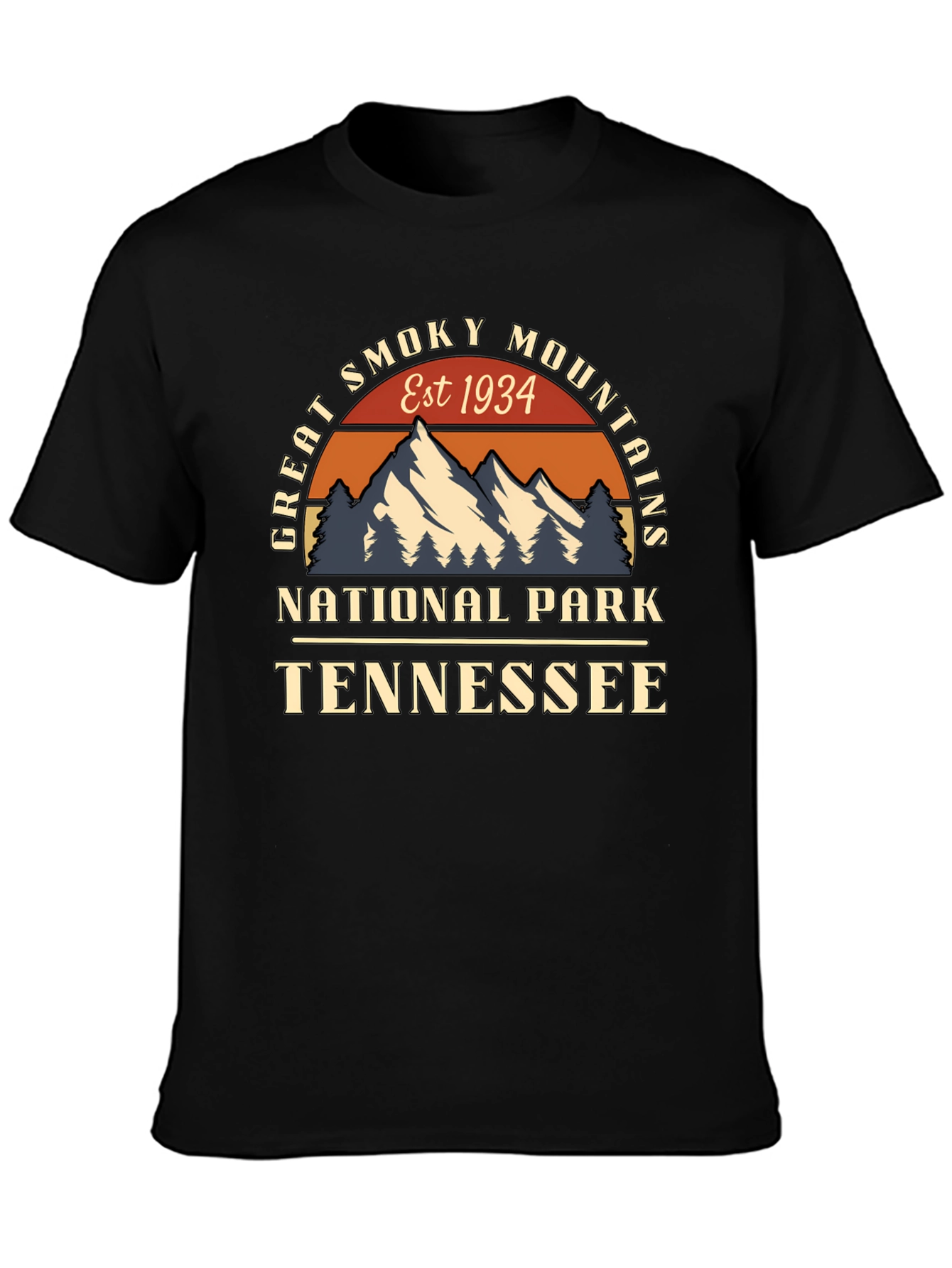 Black Great Smoky Mountains Tee - National Park Tennessee view 3